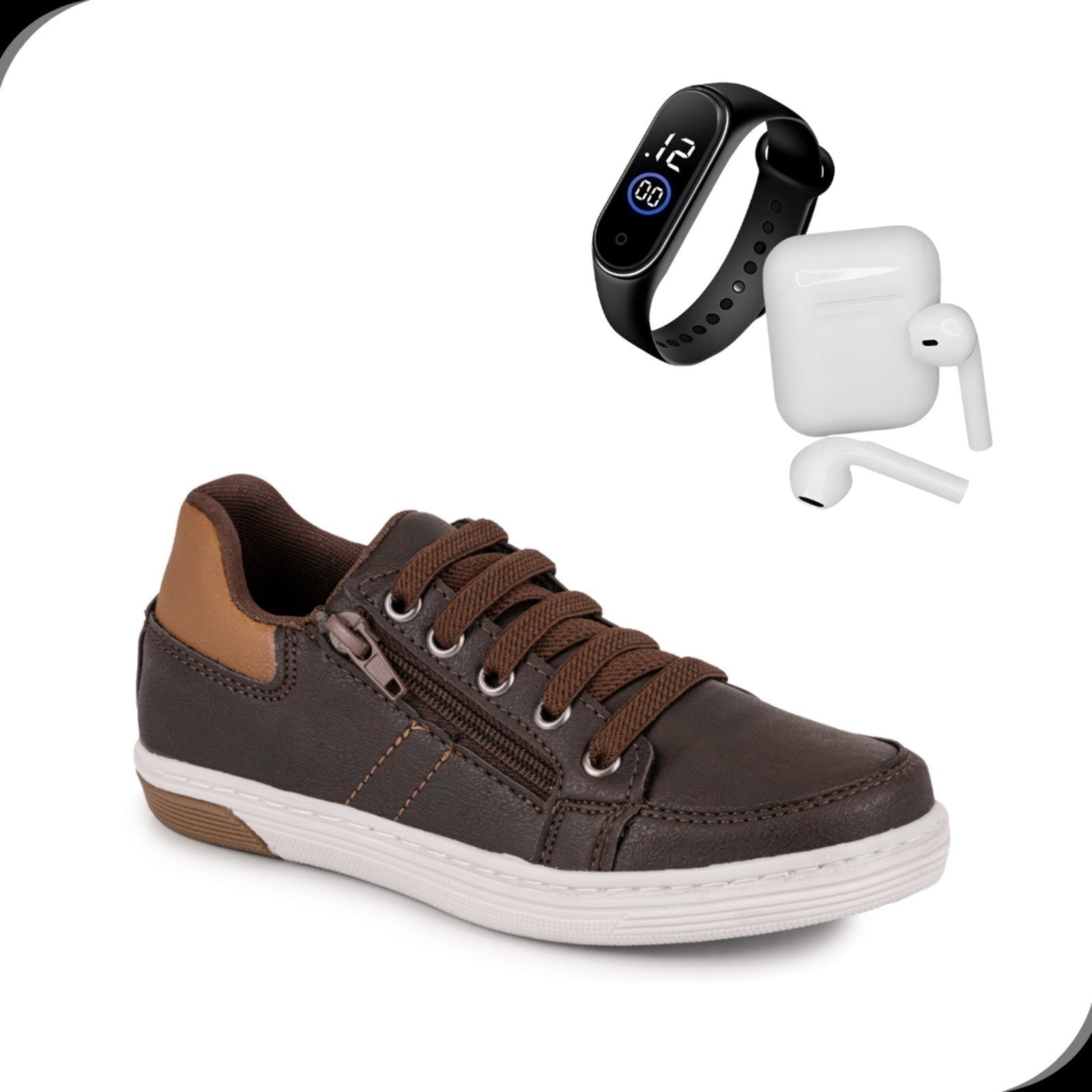 Infantil – Kit Sapato Masculino Confortável Moderno Rovetto com Fone Sem Fio e Relógio Digital