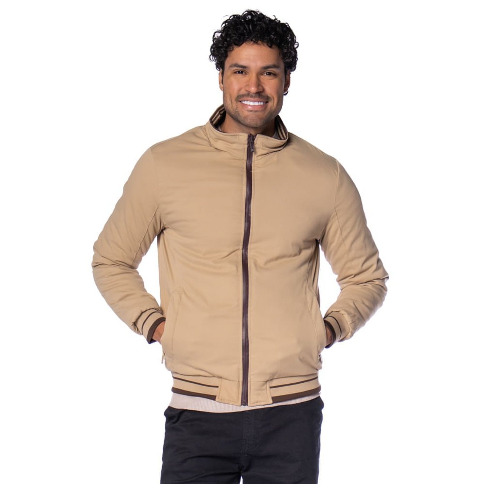 Jaqueta Masculina Dixie Bomber Reversível Bege/Marrom