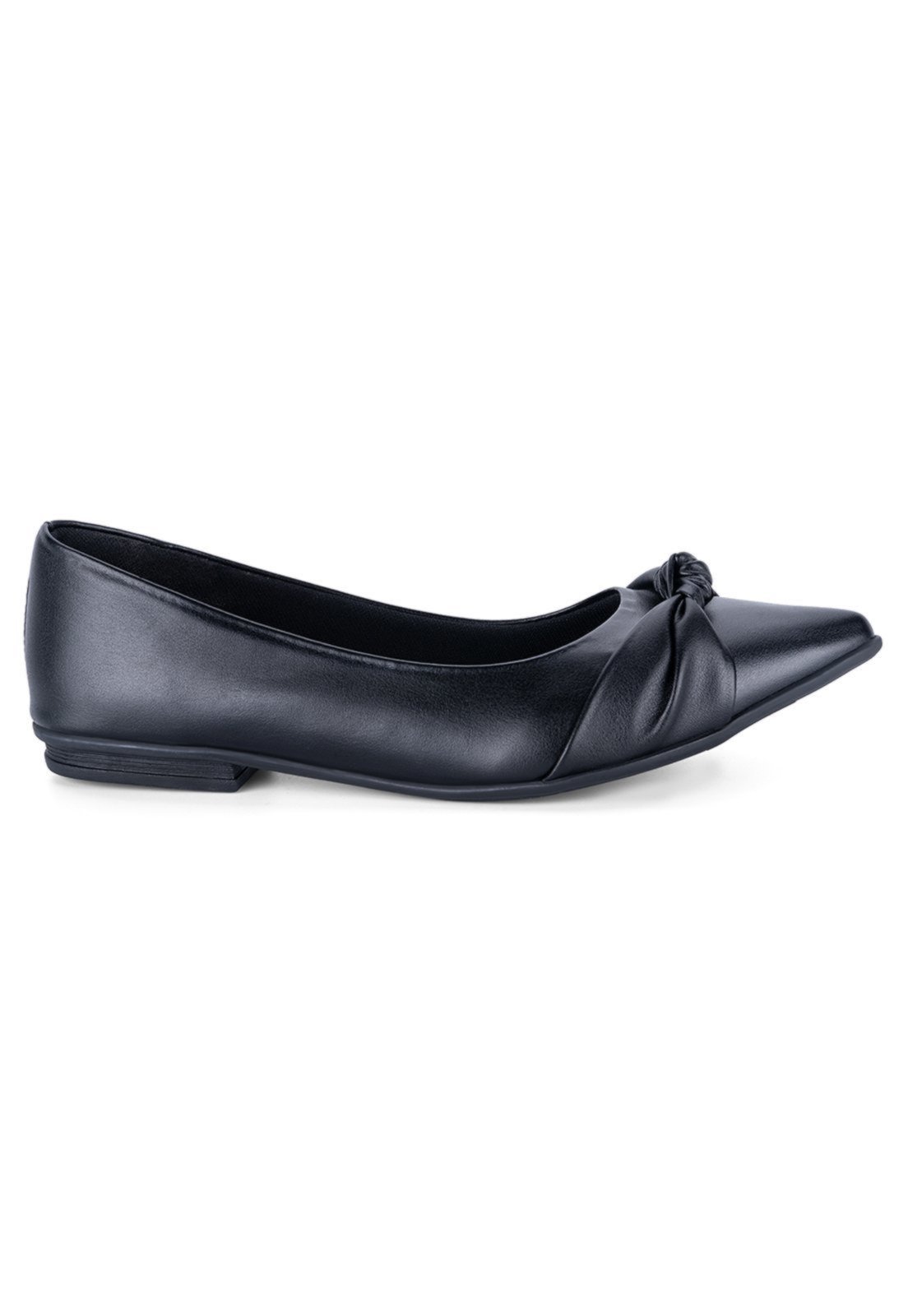 Vista 3 Sapatilha Feminina Enfeite Laço Confortável Elegante Da Moda preto preto