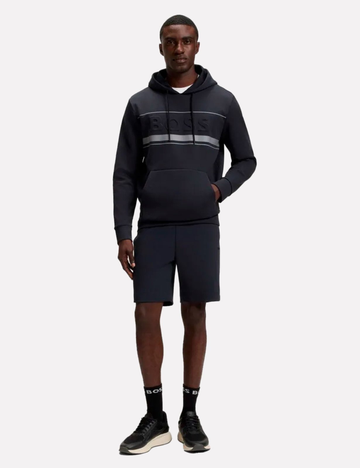 Vista 2 Bermuda Hugo Boss Masculina Regular Moletom Zone azul marinho Hugo Boss azul marinho