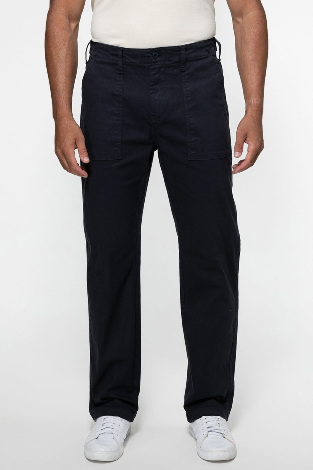 Calça Guess Sarja Reta Espinha de Peixe Azul Escuro