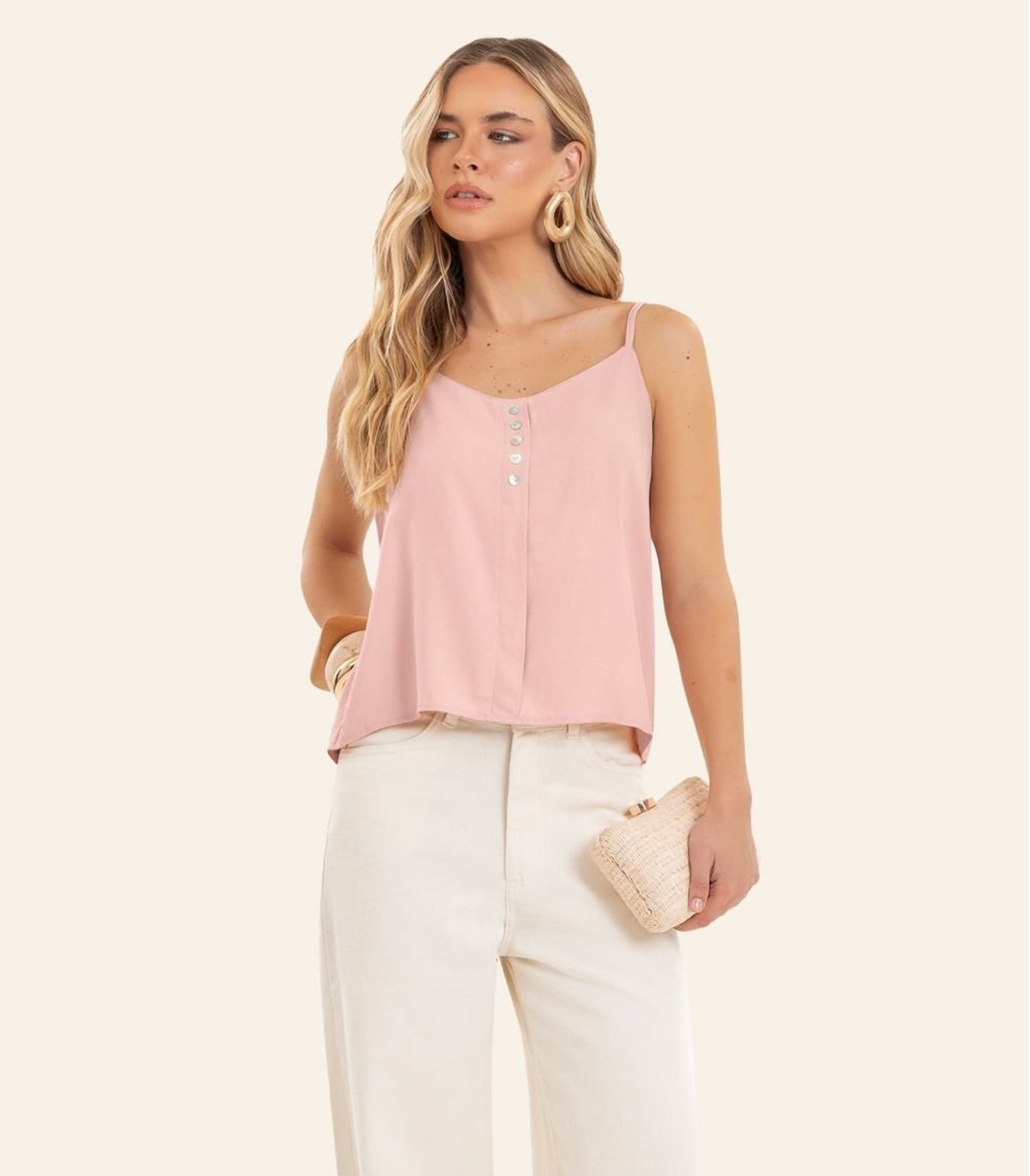 Blusa Feminina De Alça Decote Em V Endless Rosa