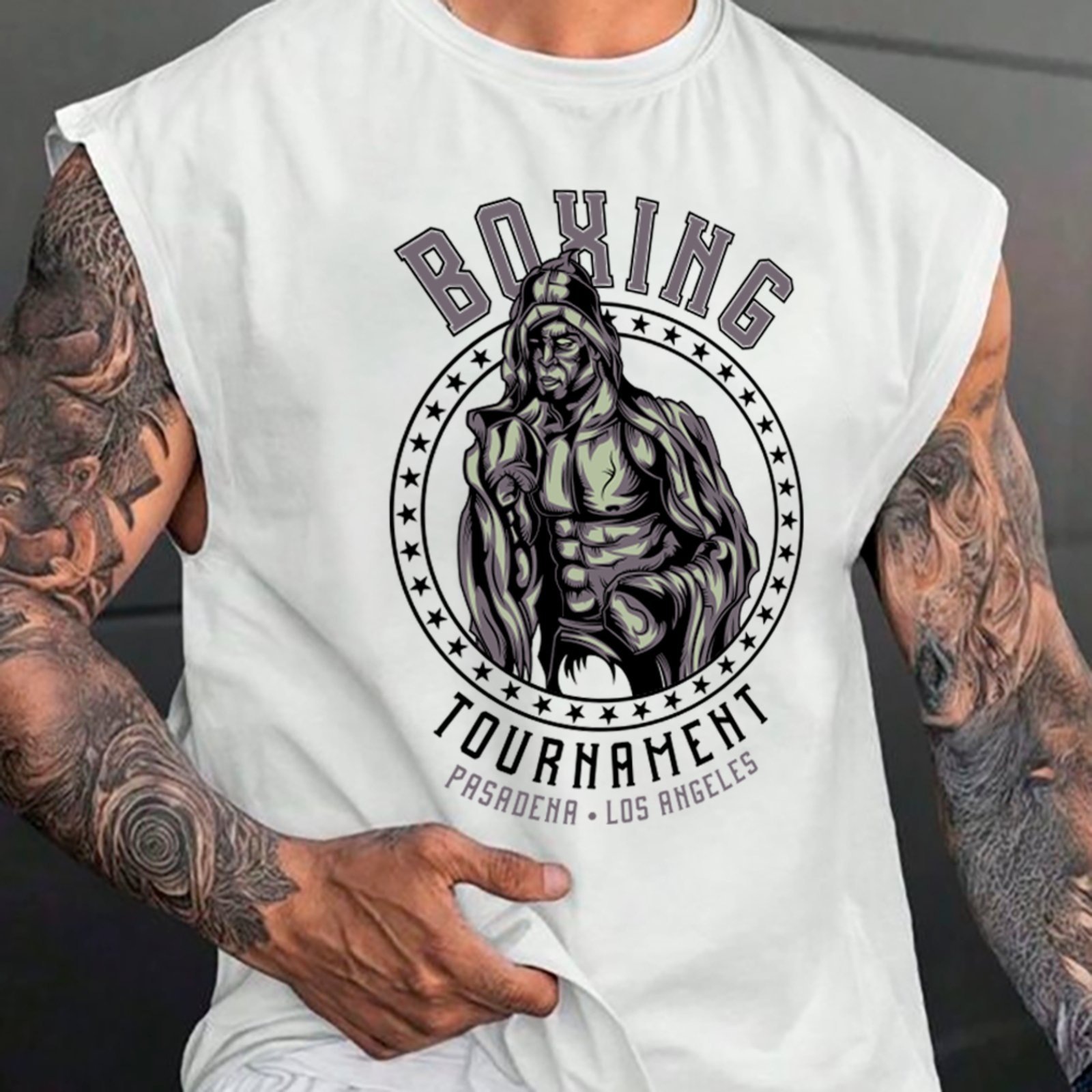 Camiseta Regata Machão Ousy Torneio Pasadena Los Angeles Oversized Masculina Branco