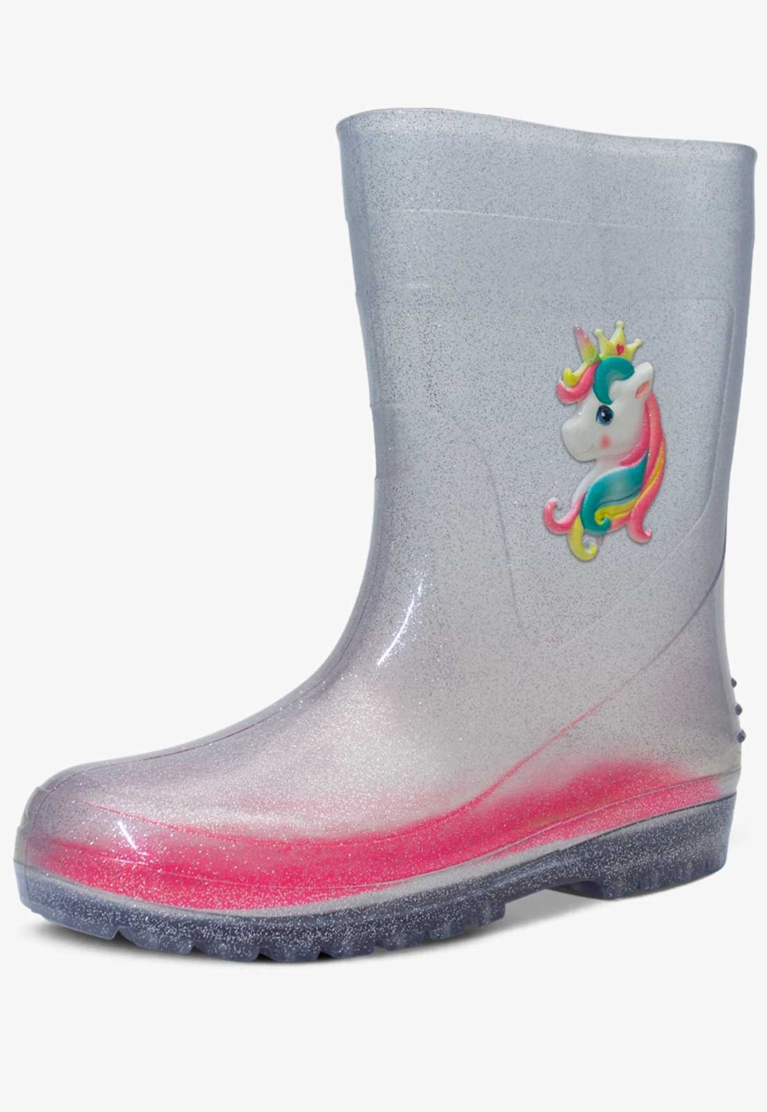 Vista 3 Infantil - Kit Galocha Unicórnio Bolsa e Tiara Colorida Pópidi Glitter prata Pópidí prata