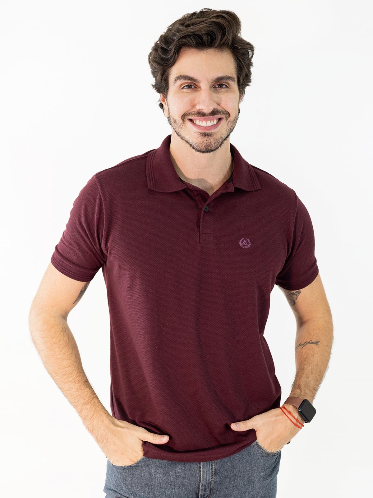 Camisa Polo Masculina Tradicional Textura Flocada Anticorpus
