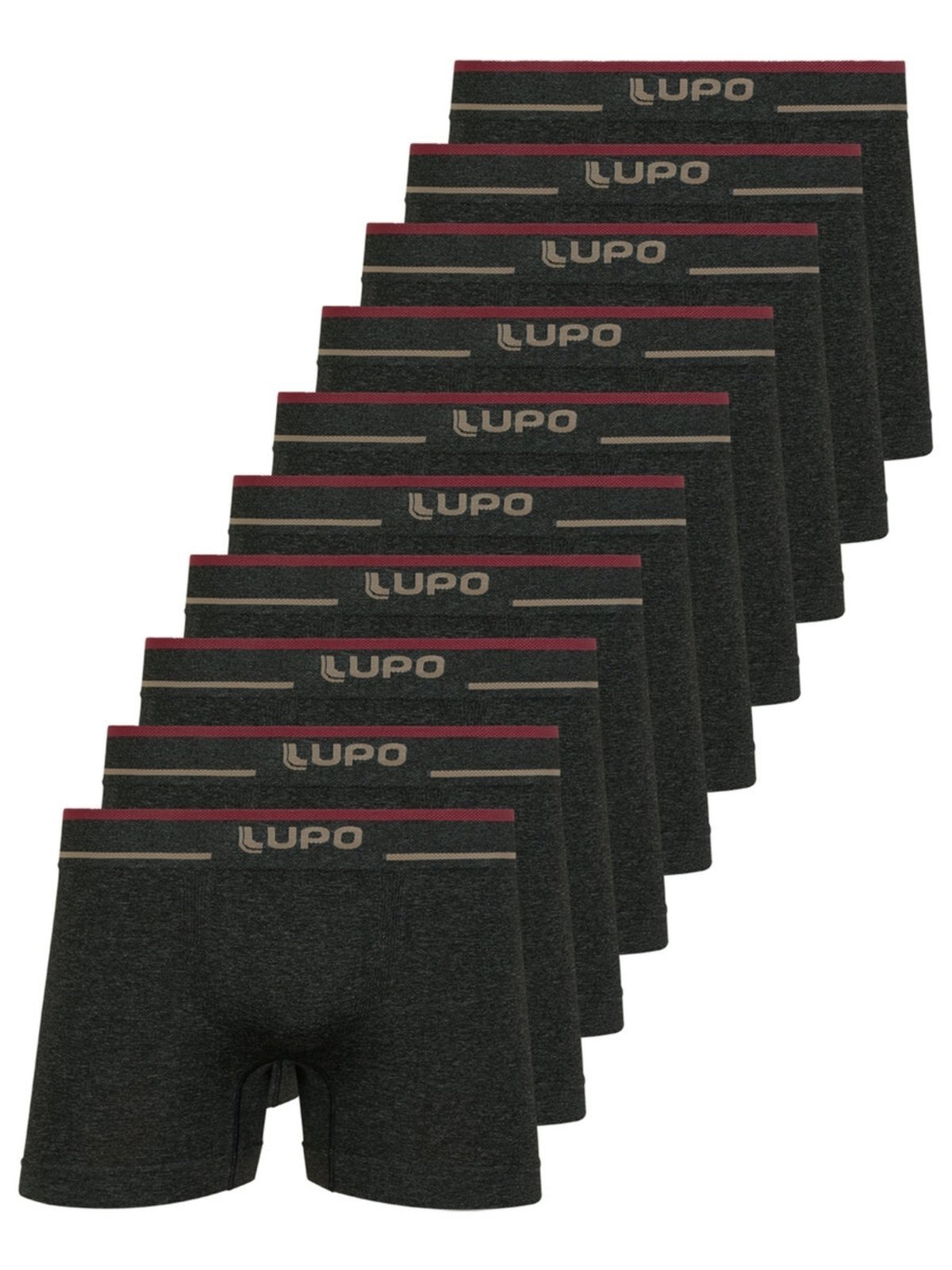 Kit com 10 Cuecas Boxer Lupo 733-020 Preto