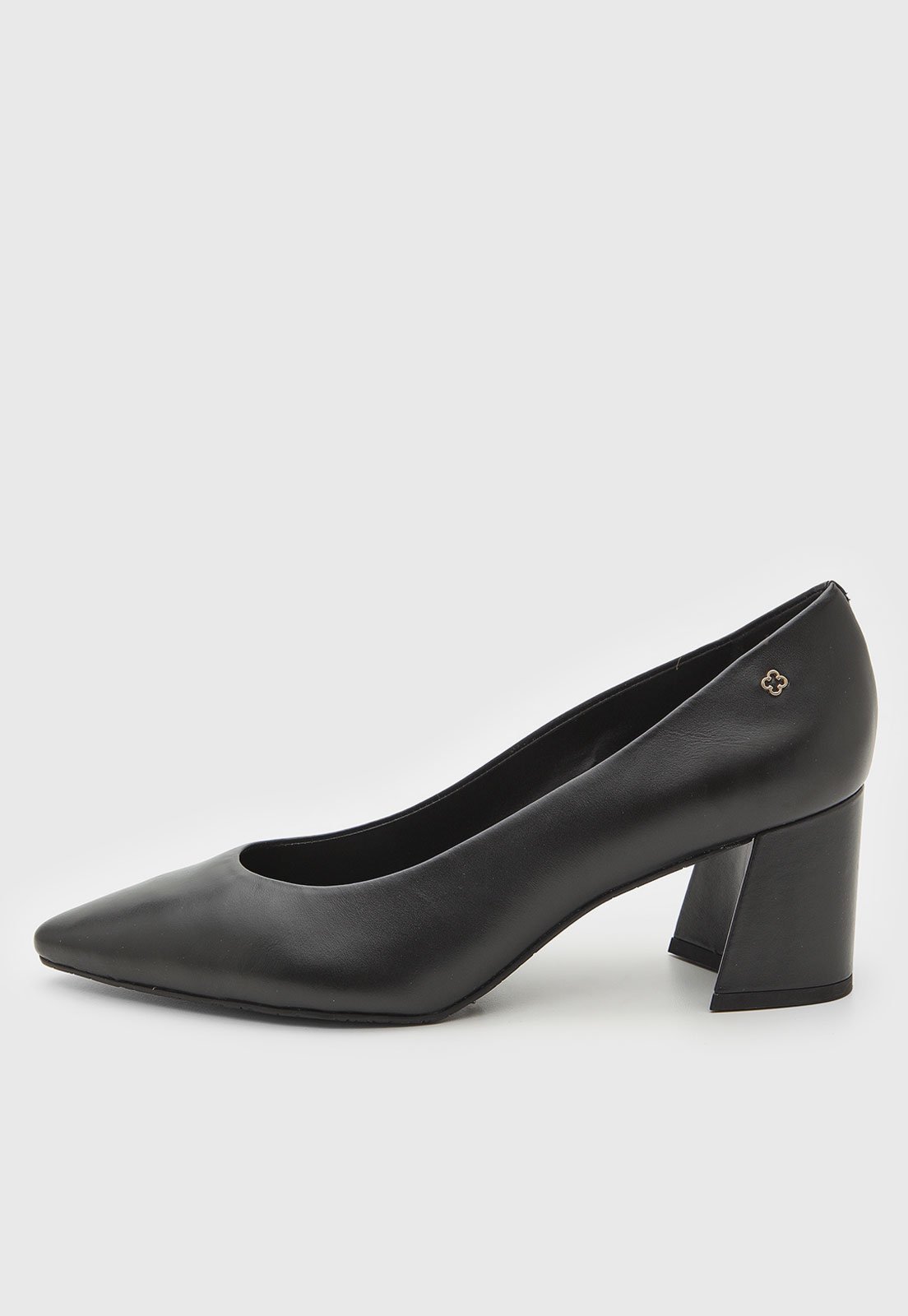 Scarpin Feminino Capodarte Couro Salto Quadrado Preto
