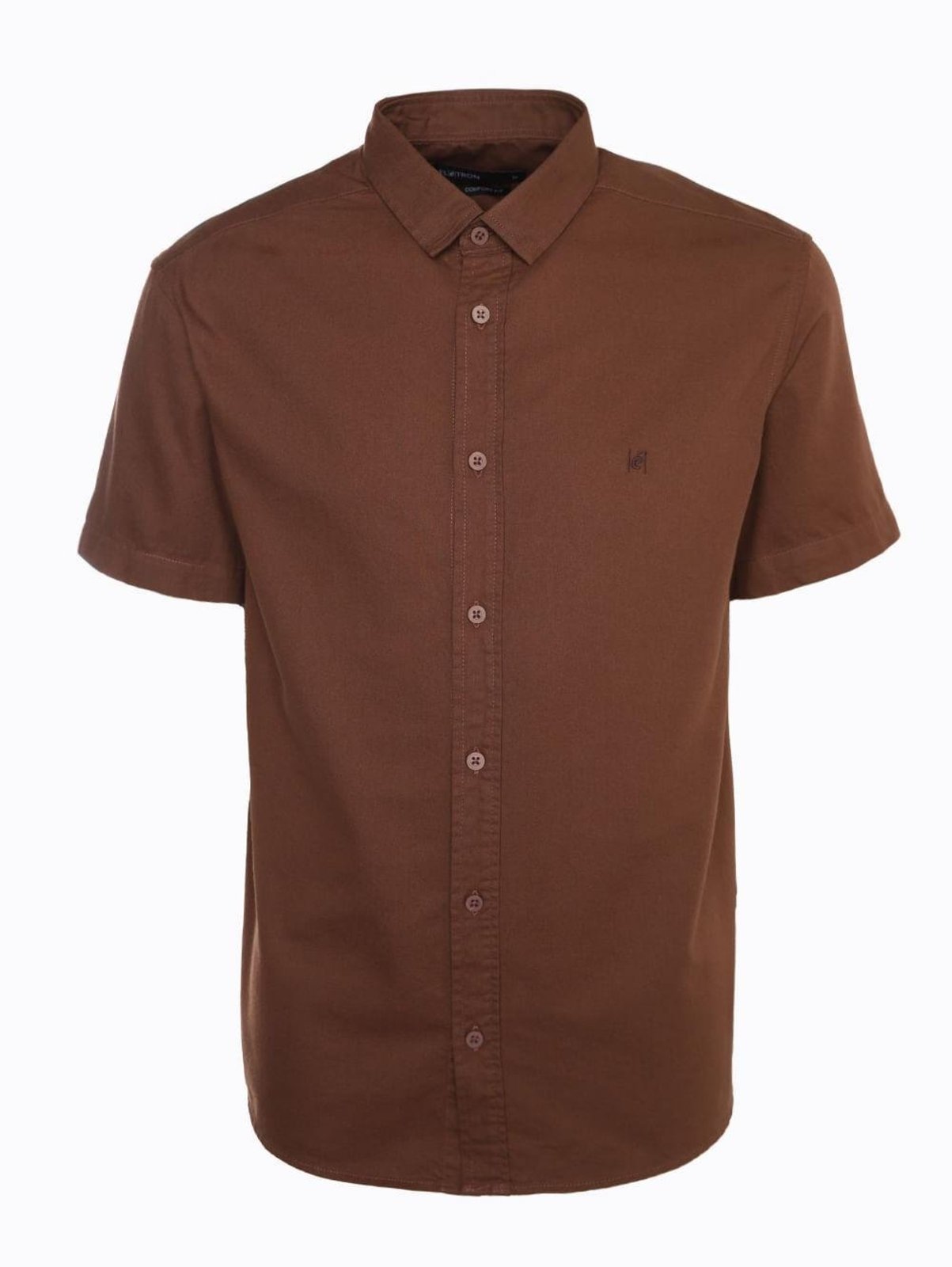 Camisa Manga Curta Sarja Comfort Elétron Masculina MARROM