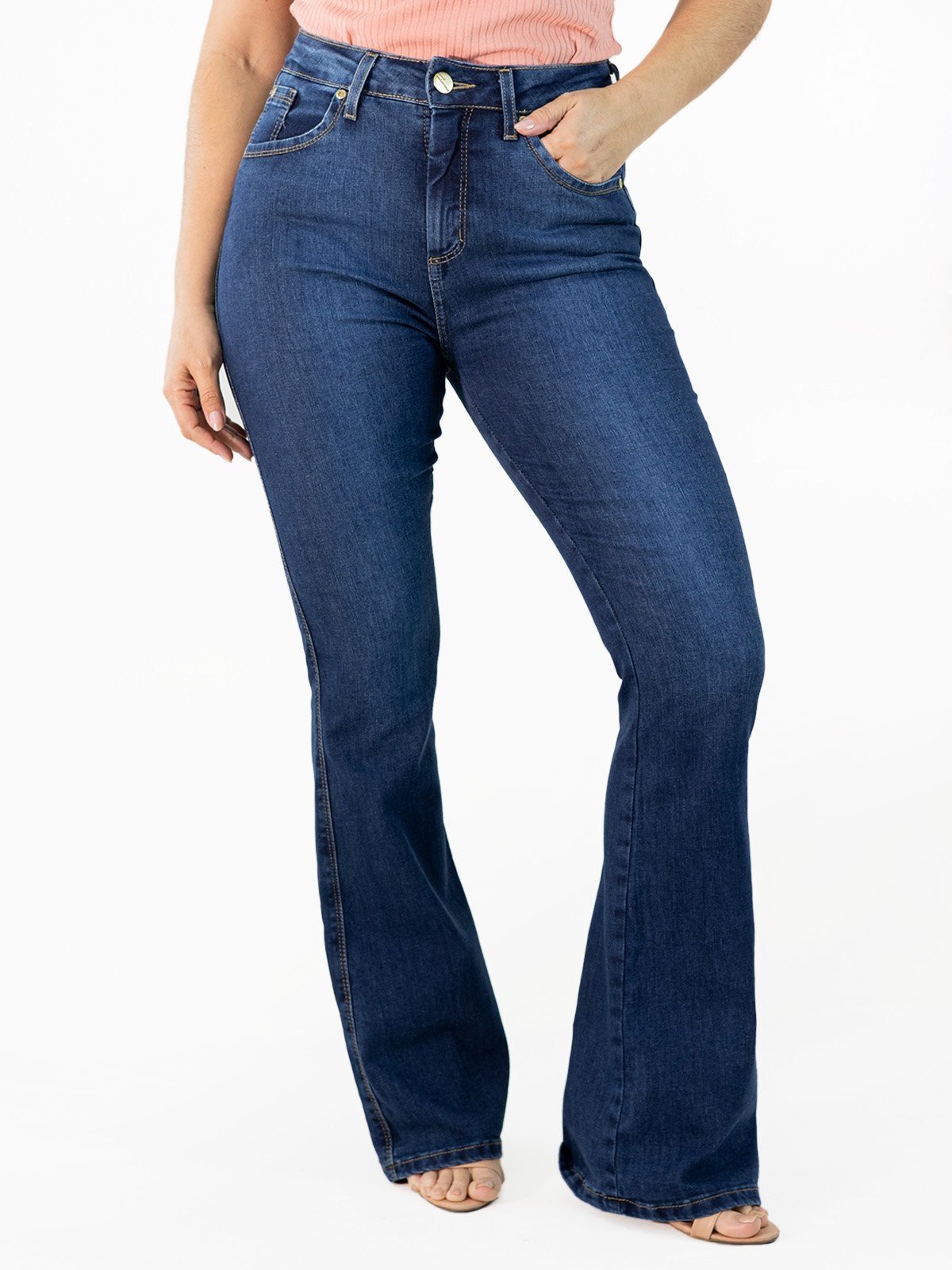Calça Flare Feminina Jeans Tradicional Cintura Alta Anticorpus