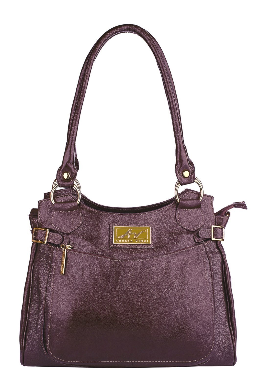Bolsa Andrea Vinci grande de couro liso Lúcia – Marsala