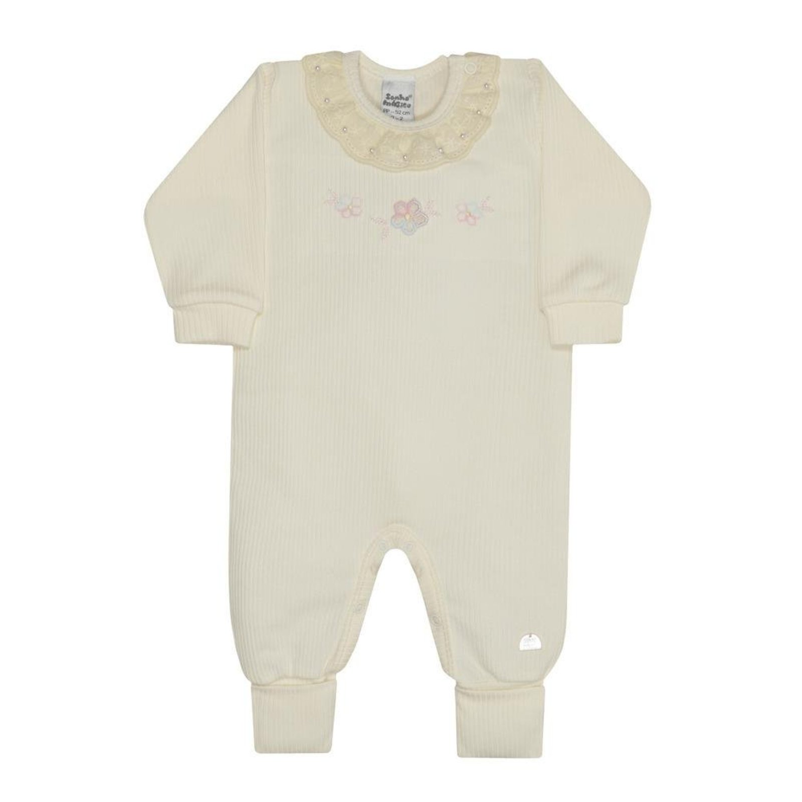 Infantil - Macacão Amarelo Floral Bordado Sonho Mágico M Amarelo