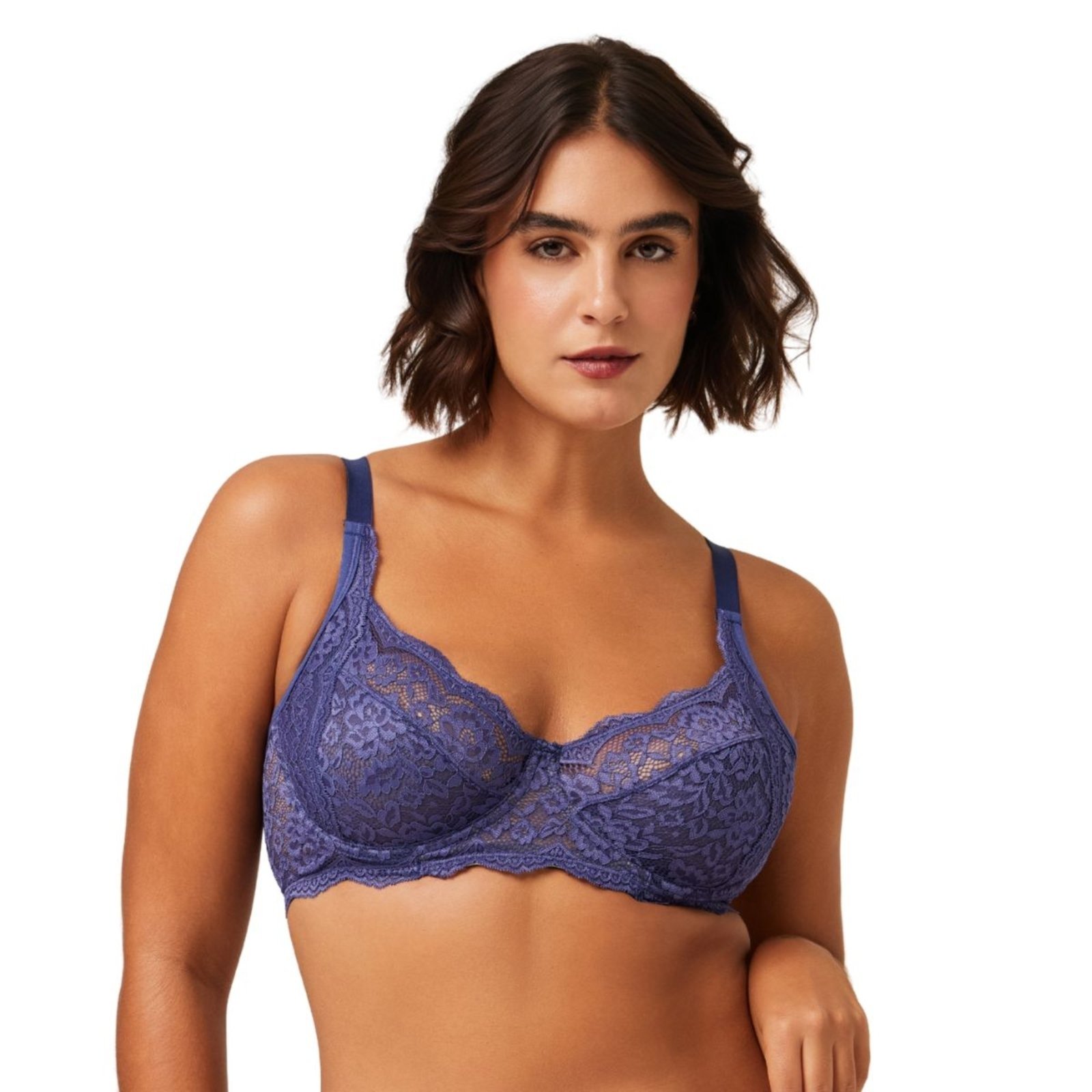 Sutiã Meia Taça Em Renda Sem Bojo Com Aro Plus Size Liebe