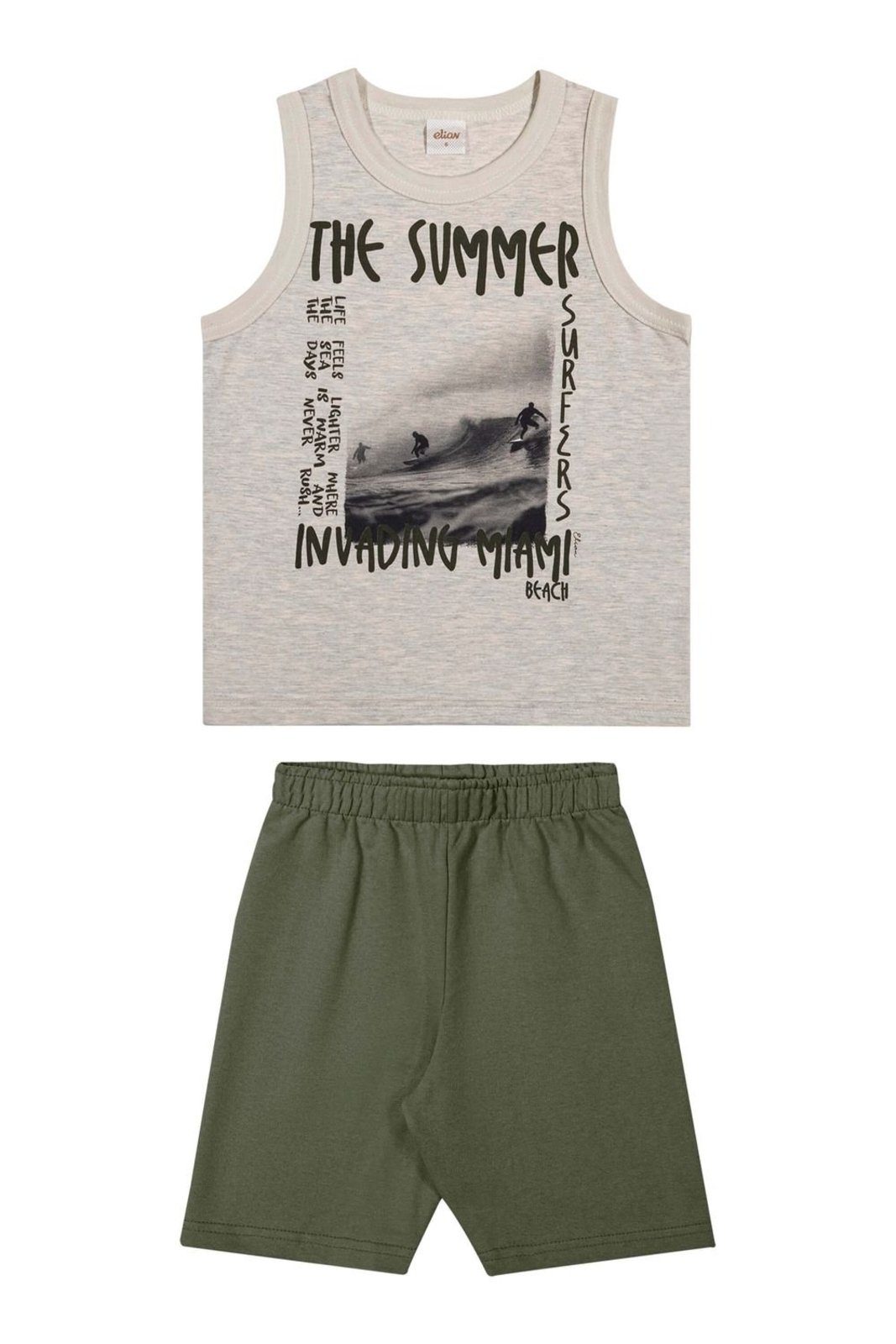 Infantil - Conjunto Menino Regata Meia Malha Elian Cinza