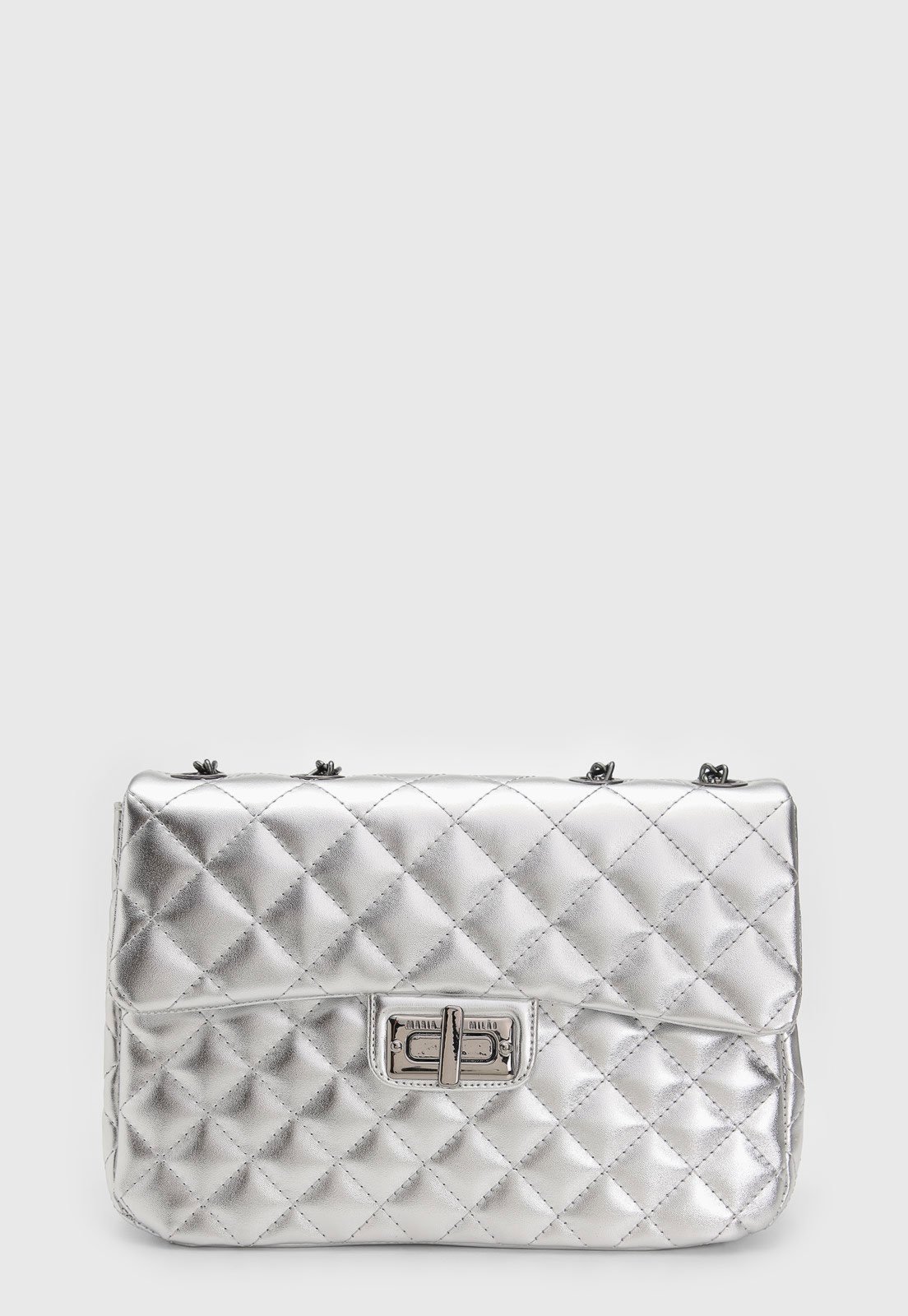 Vista 3 Bolsa Feminina Maria Milão Matelassê Metalizada cinza/cobre/prata/prata velho cinza/cobre/prata/prata velho