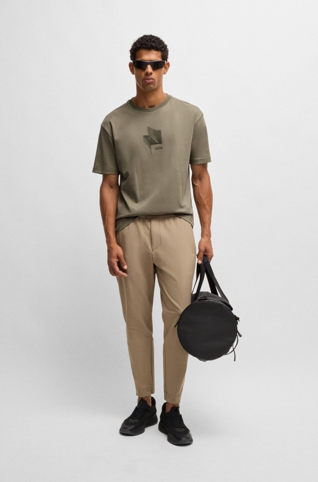 Vista 3 Camiseta Descontraída De Algodão Com Arte EEGG Boss verde Boss verde