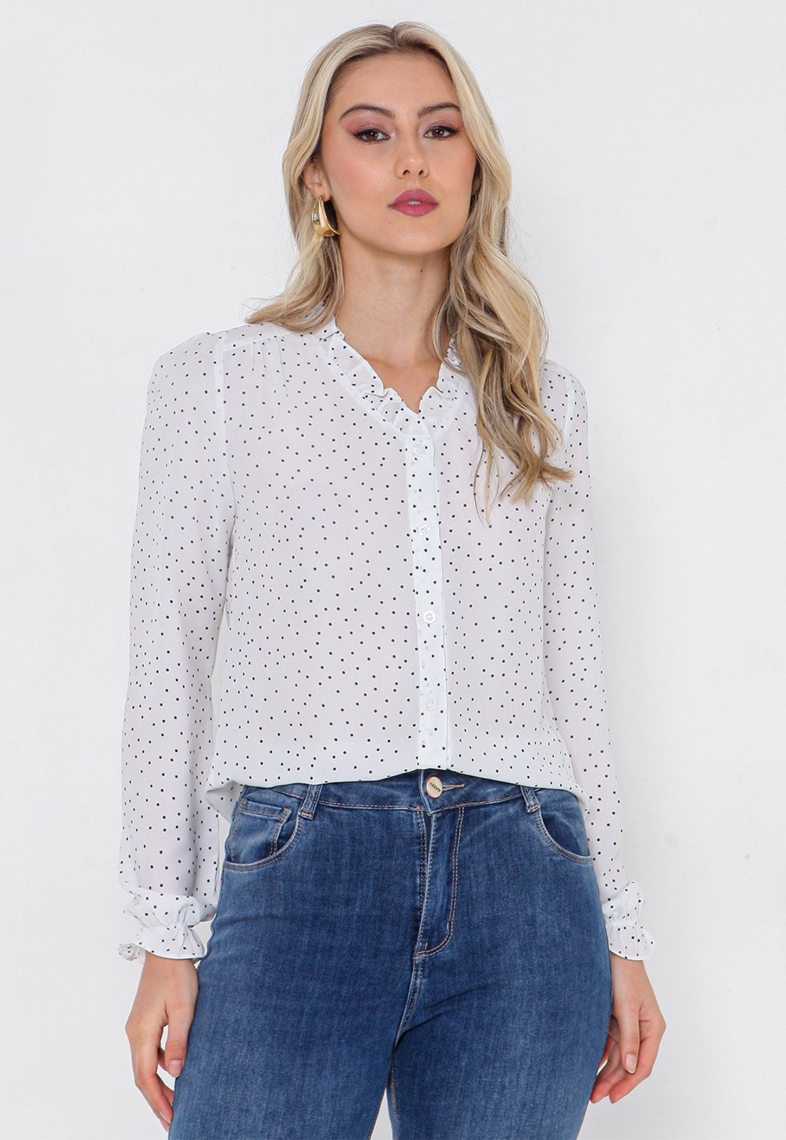 Camisa Intens Manga Longa Crepe Branco