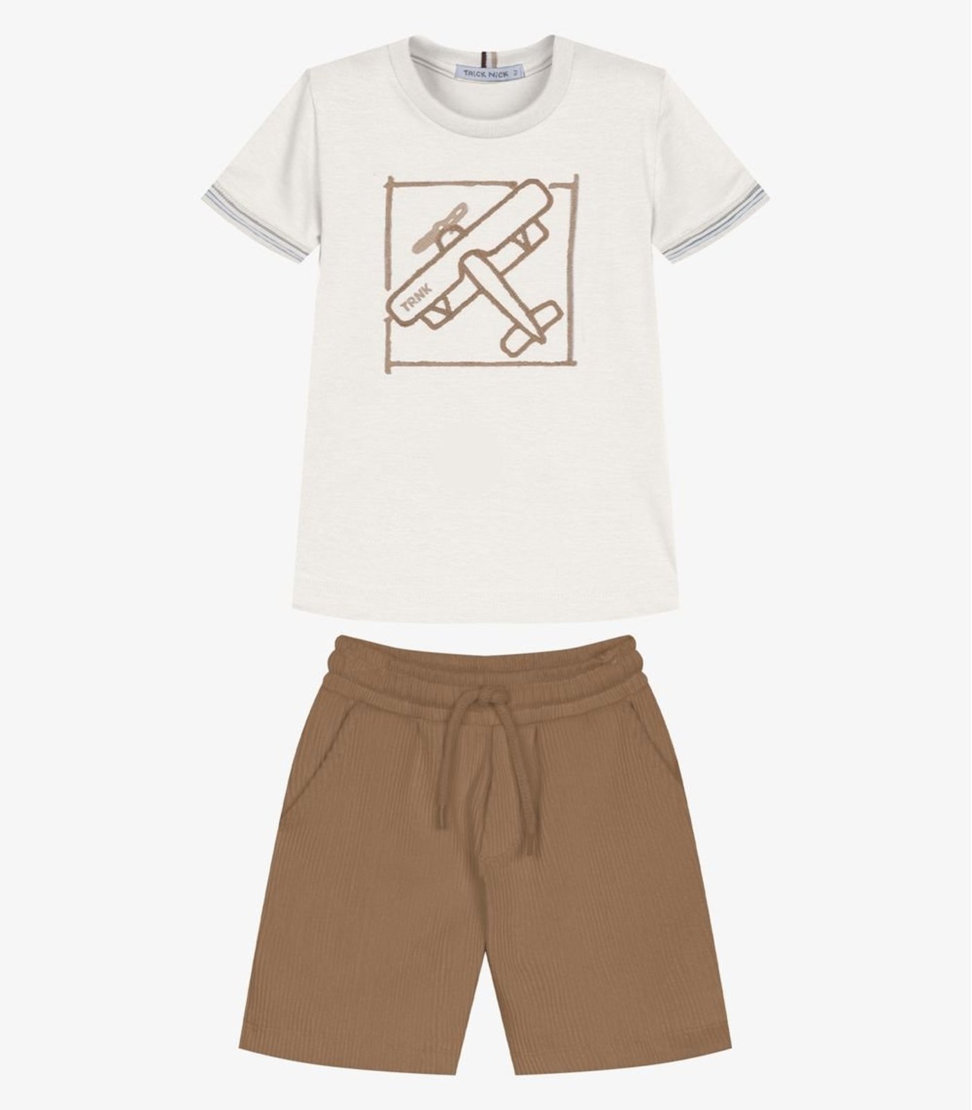 Infantil - Conjunto Camiseta Com Bermuda Trick Nick Bege