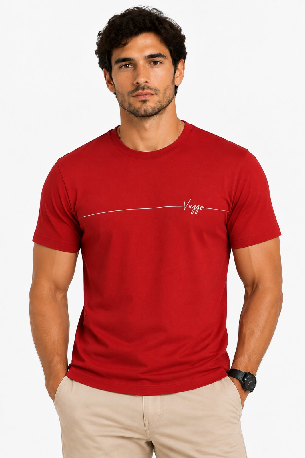 Camisa Masculina D Bell Outlet Fashion Algodão Basic Vermelho