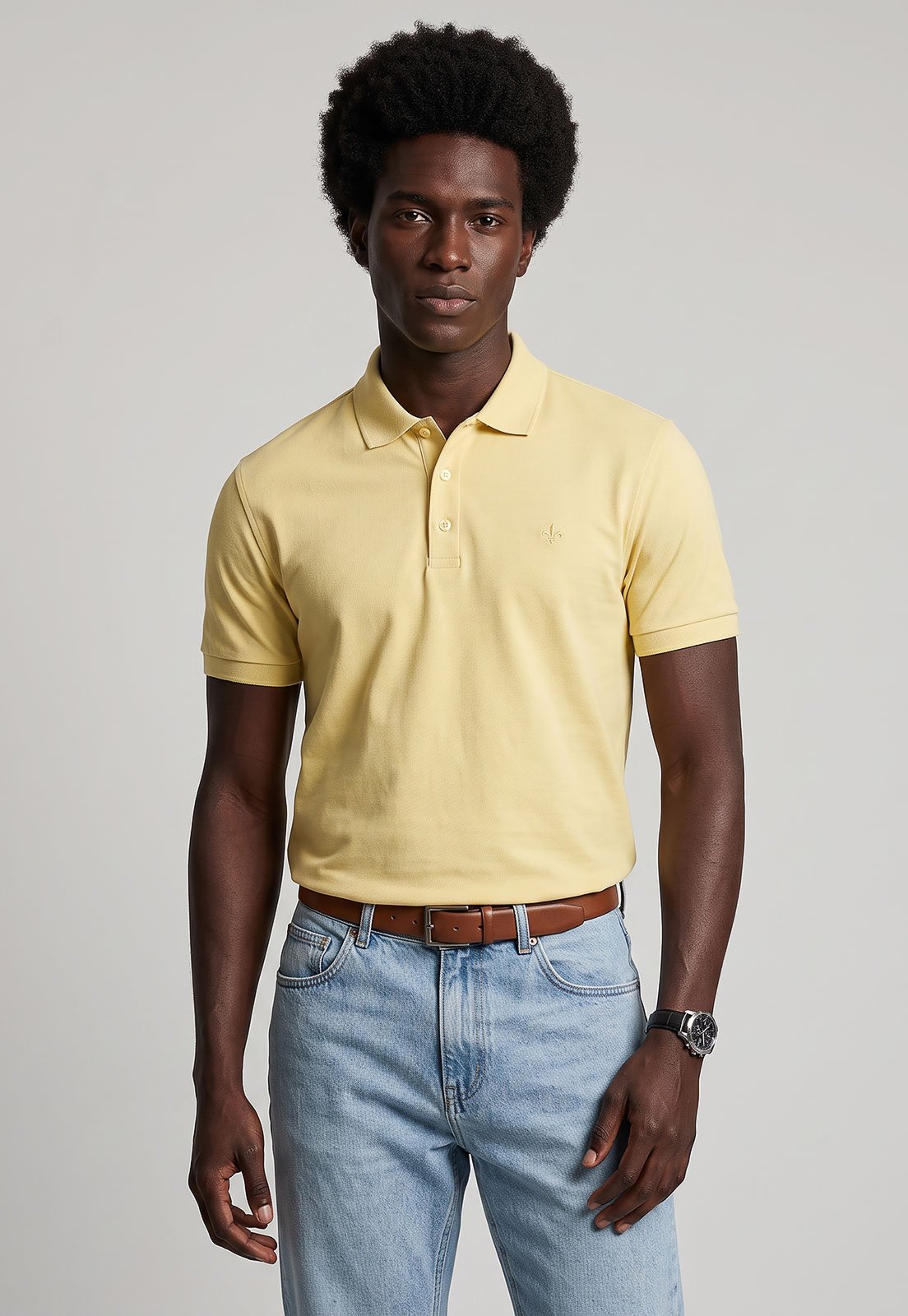 Polo Masculina Dudalina Clássica Logo Amarela