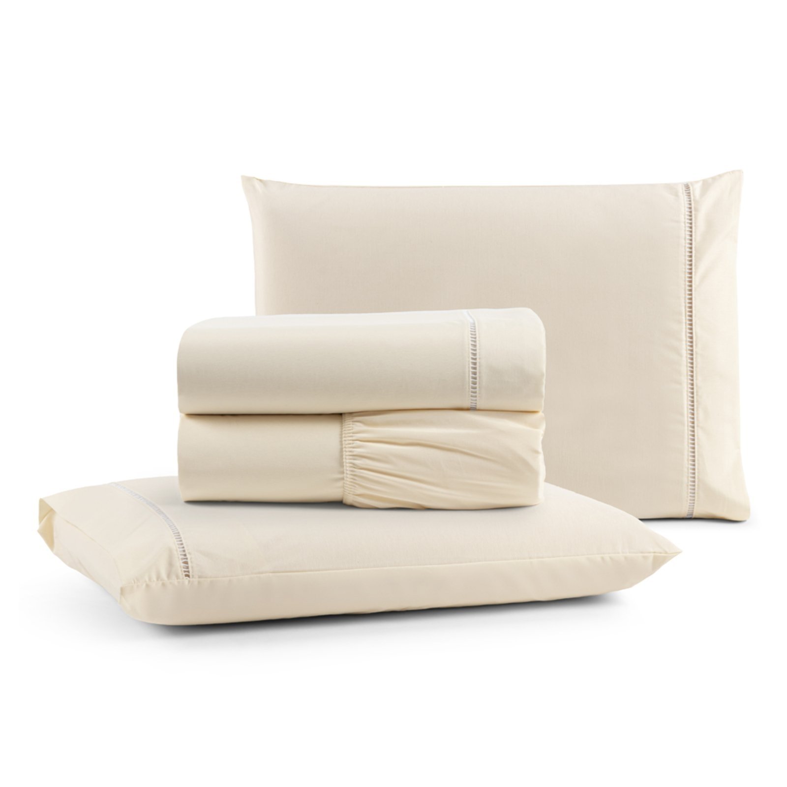Jogo Cama Lençol Casa Scarpa Bali Casal Padrão Percal 180 Fios Algodão Ponto Palito 4 Peças - Palha