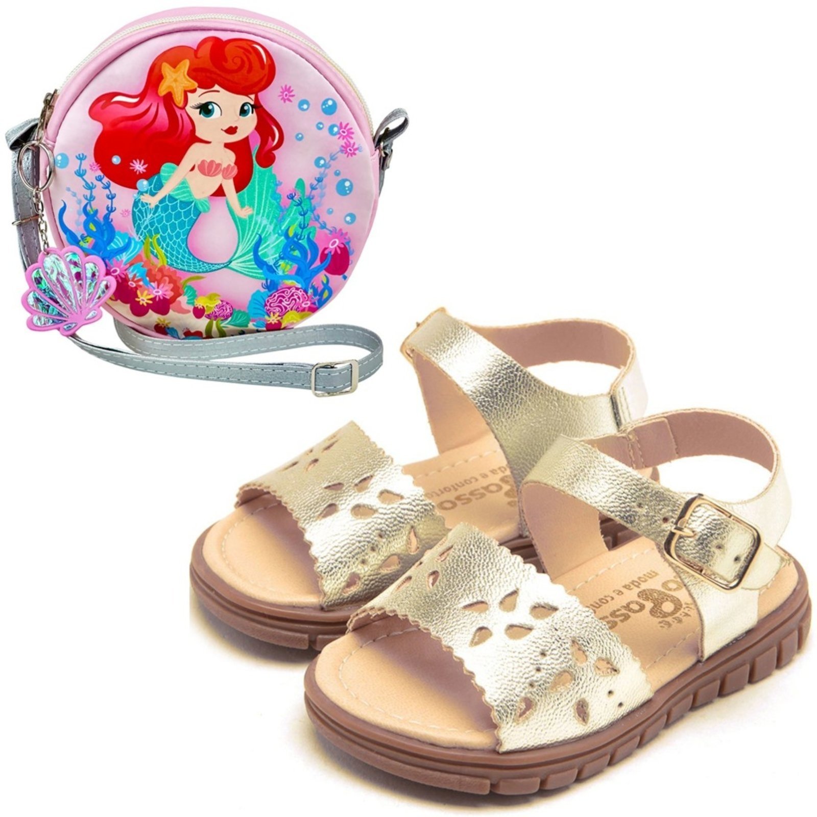 Infantil – KIT Sandália Anatômica Menina + Bolsa Sereia