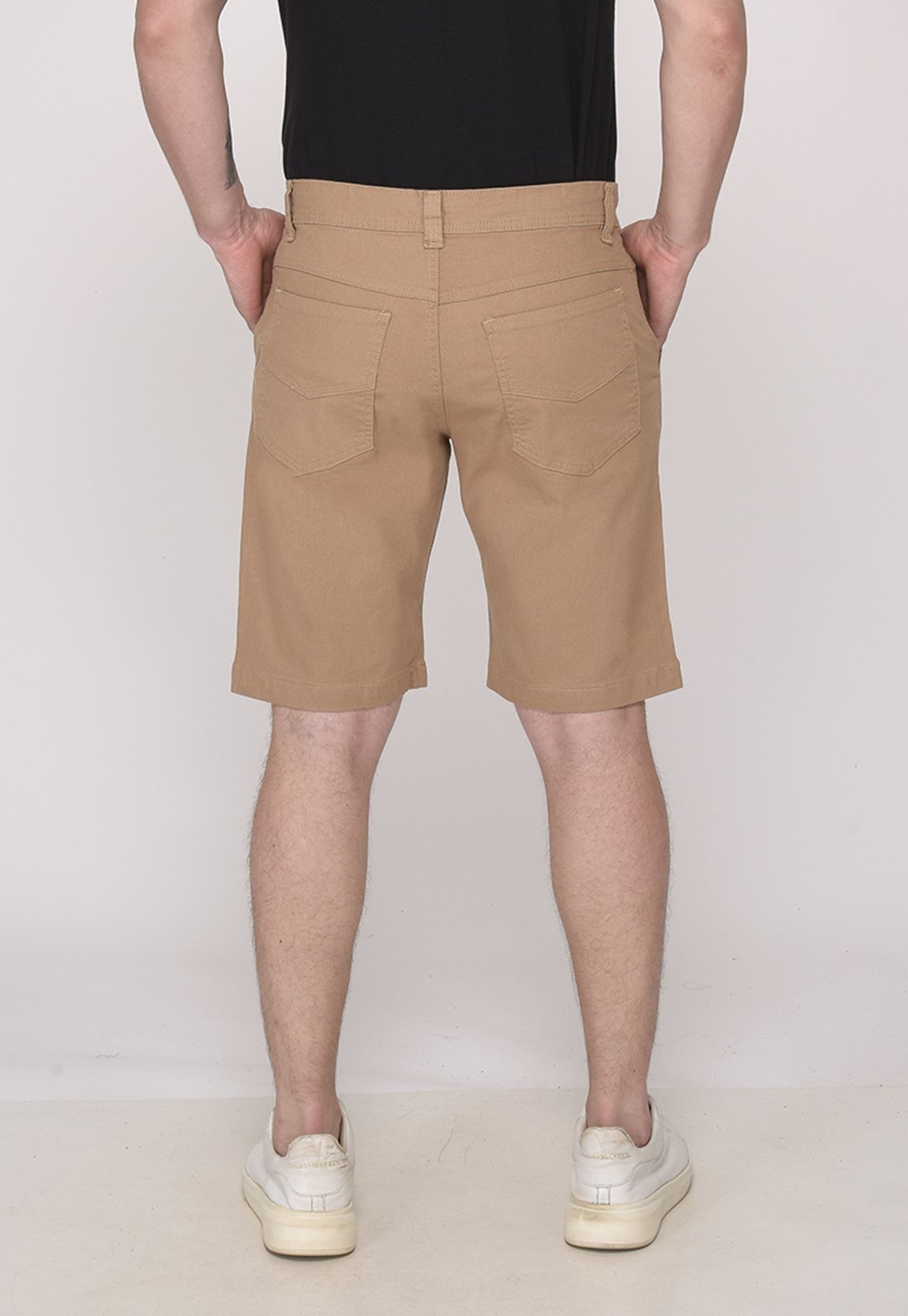 Vista 3 Bermuda Sarja Casual Masculina Conforto Elastano 7792 Caqui Macaw bege/cáqui caqui Macaw bege/cáqui caqui