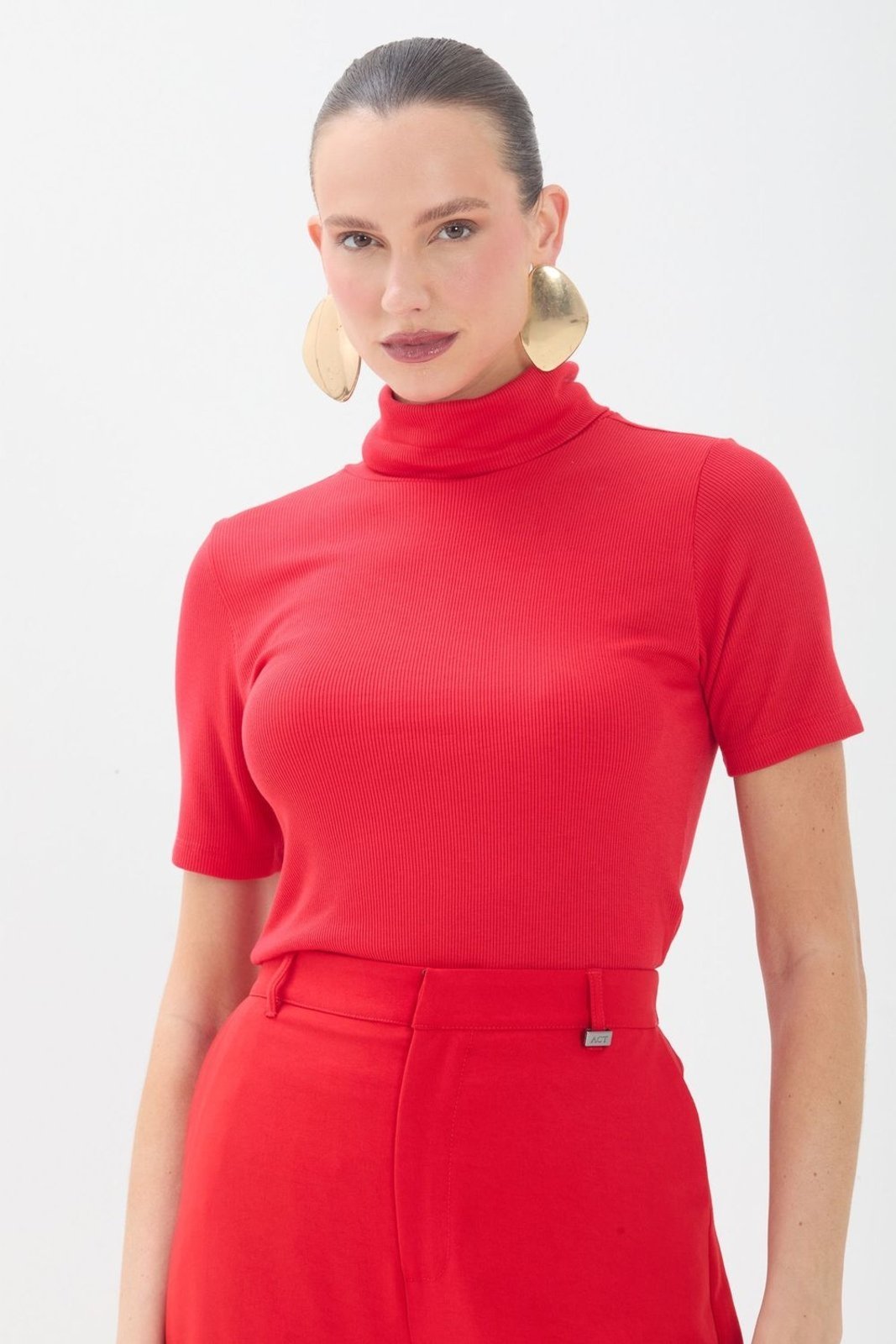 Blusa Canelada Gola Alta ACT Feminino