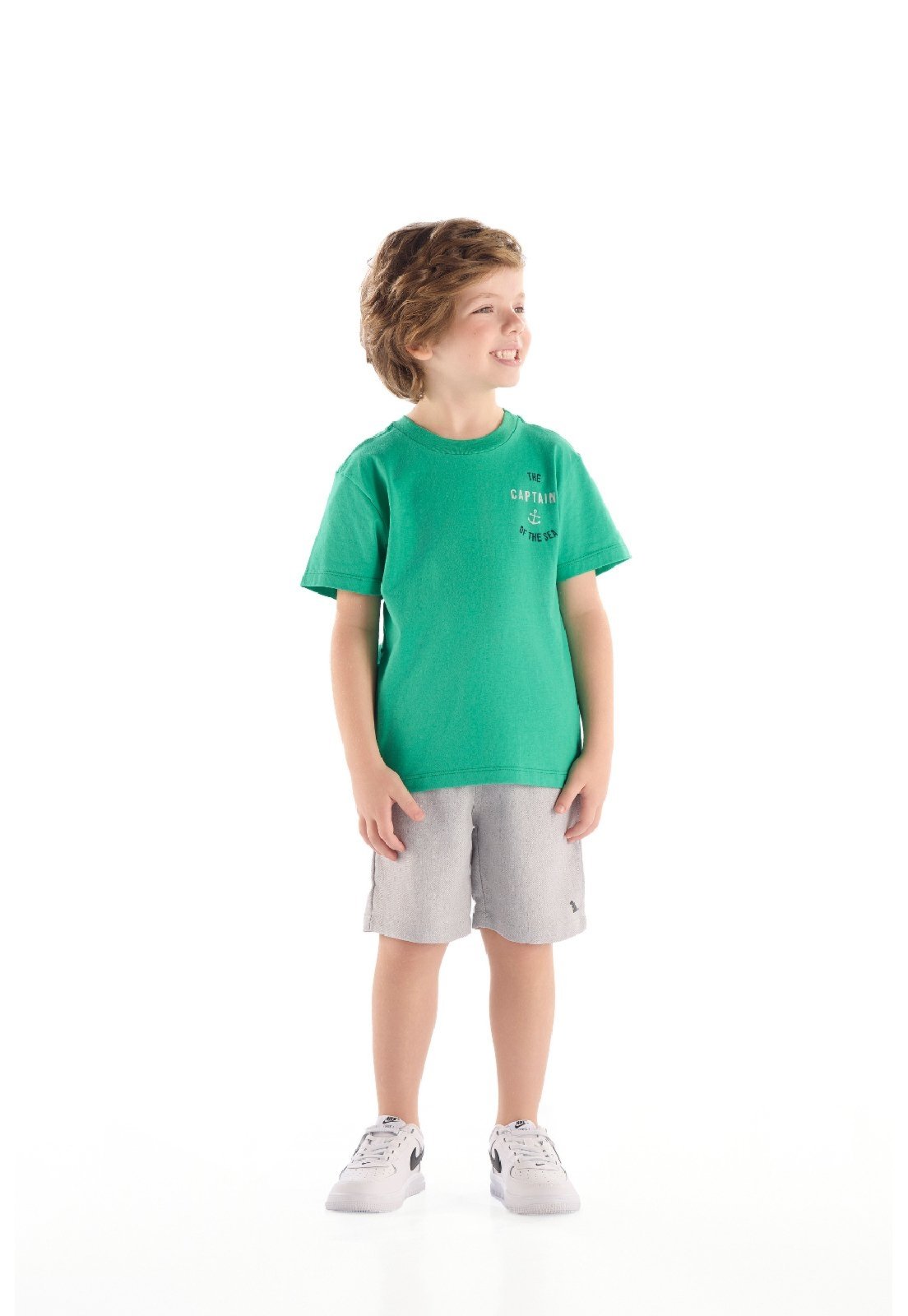Infantil - Conjunto Camiseta Algodão Bermuda Quimby Verde