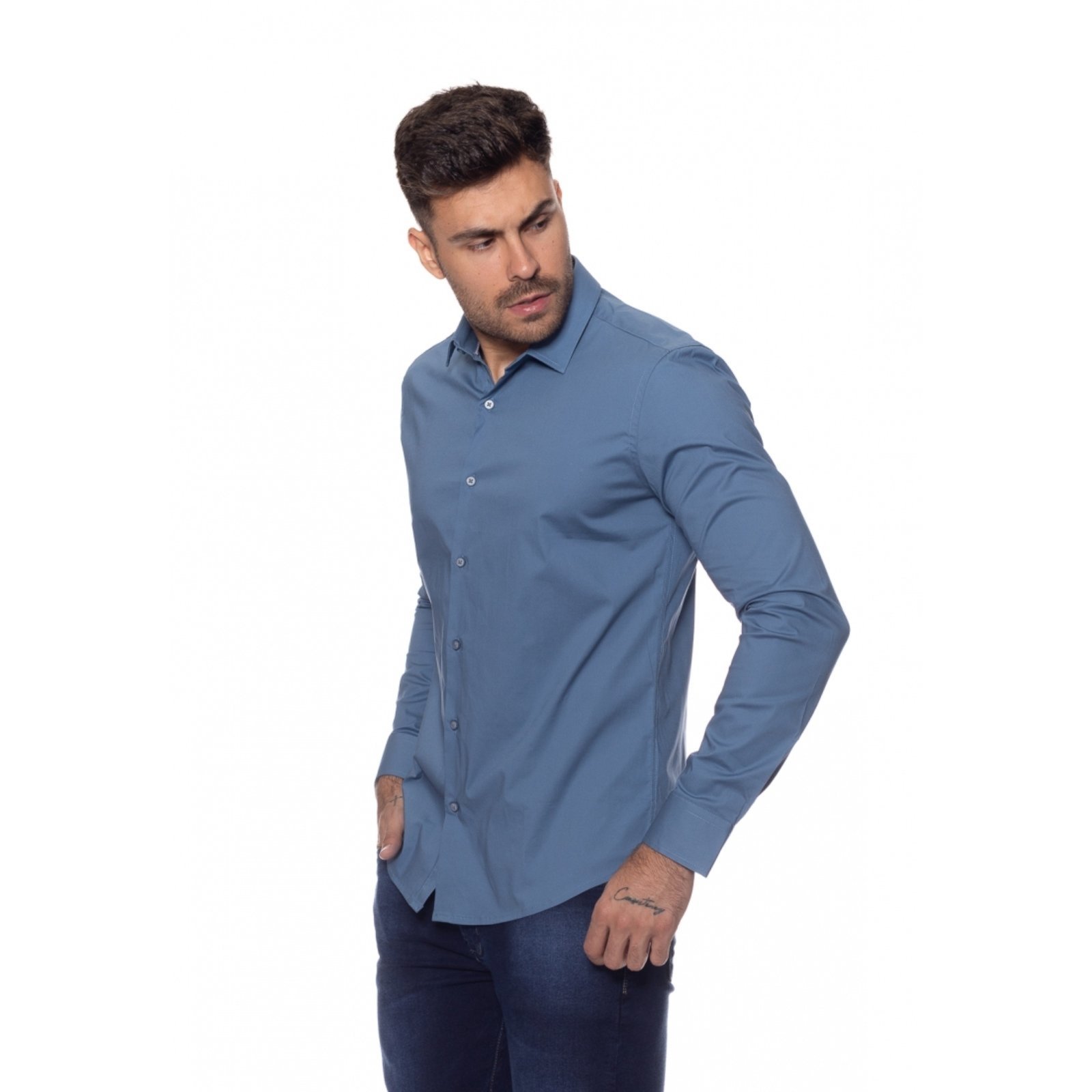 Vista 3 Camisa Masculina Fit Manga Longa vinho vinho