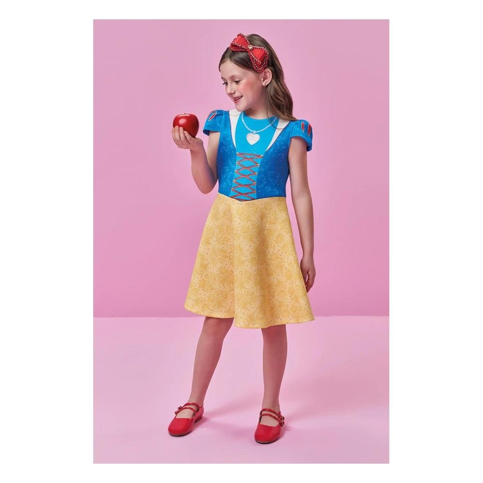 Infantil - Vestido Menina Branca de Neve Estampado Kukiê 10 Unico