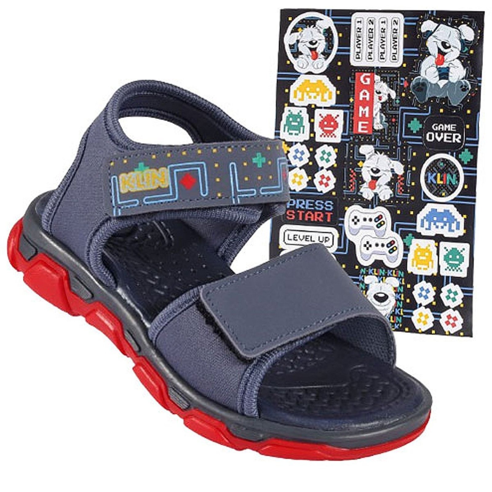 Papete Masculina Klin Thor Azul e Vermelha com Cartela de Adesivos e Fechamento Ajustável