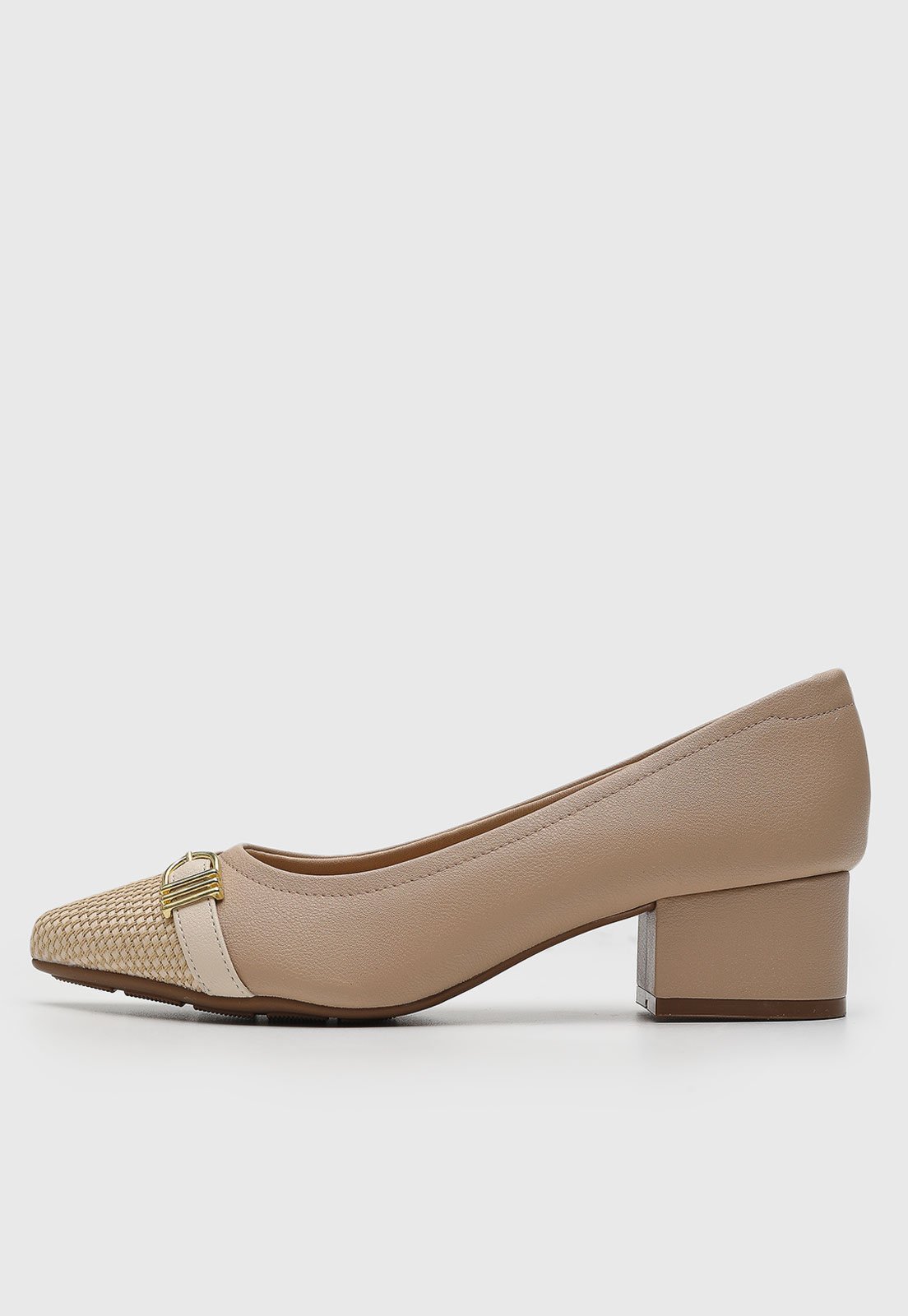 Scarpin Feminino Modare Salto Baixo Bico Fino Bege