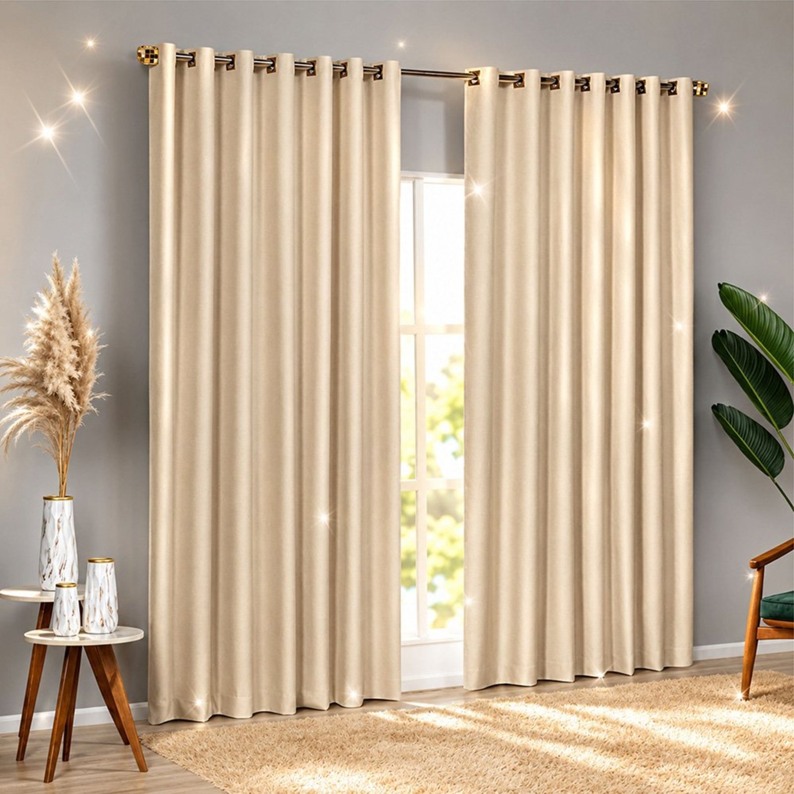Cortina Blackout-Linho para Varão 3,00m x 2,70m Linha Nobre - Areia