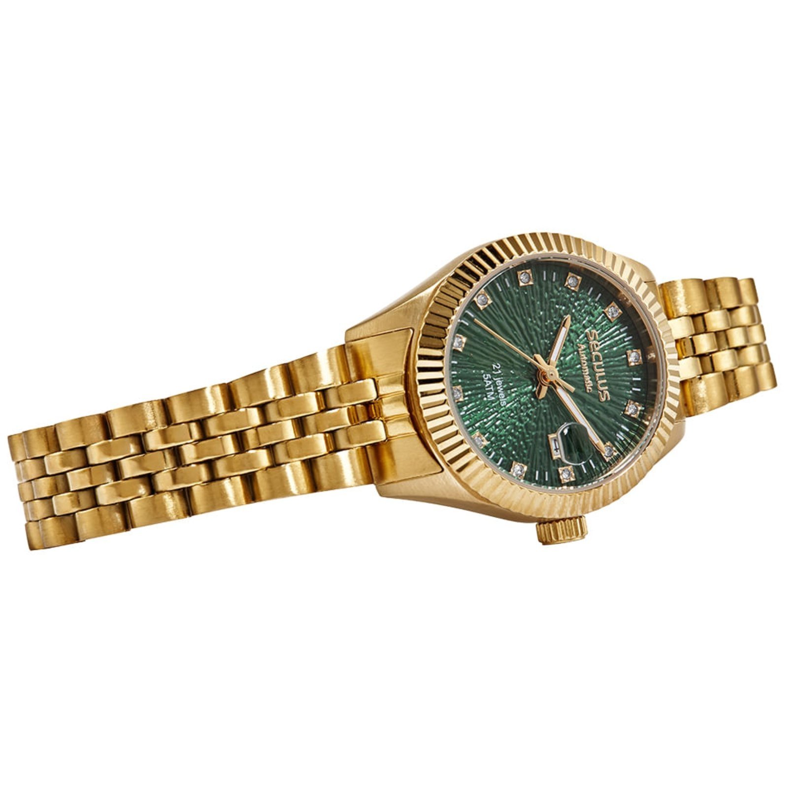 Vista 3 Relógio Feminino Seculus Automático Visor Verde dourado verde dourado verde