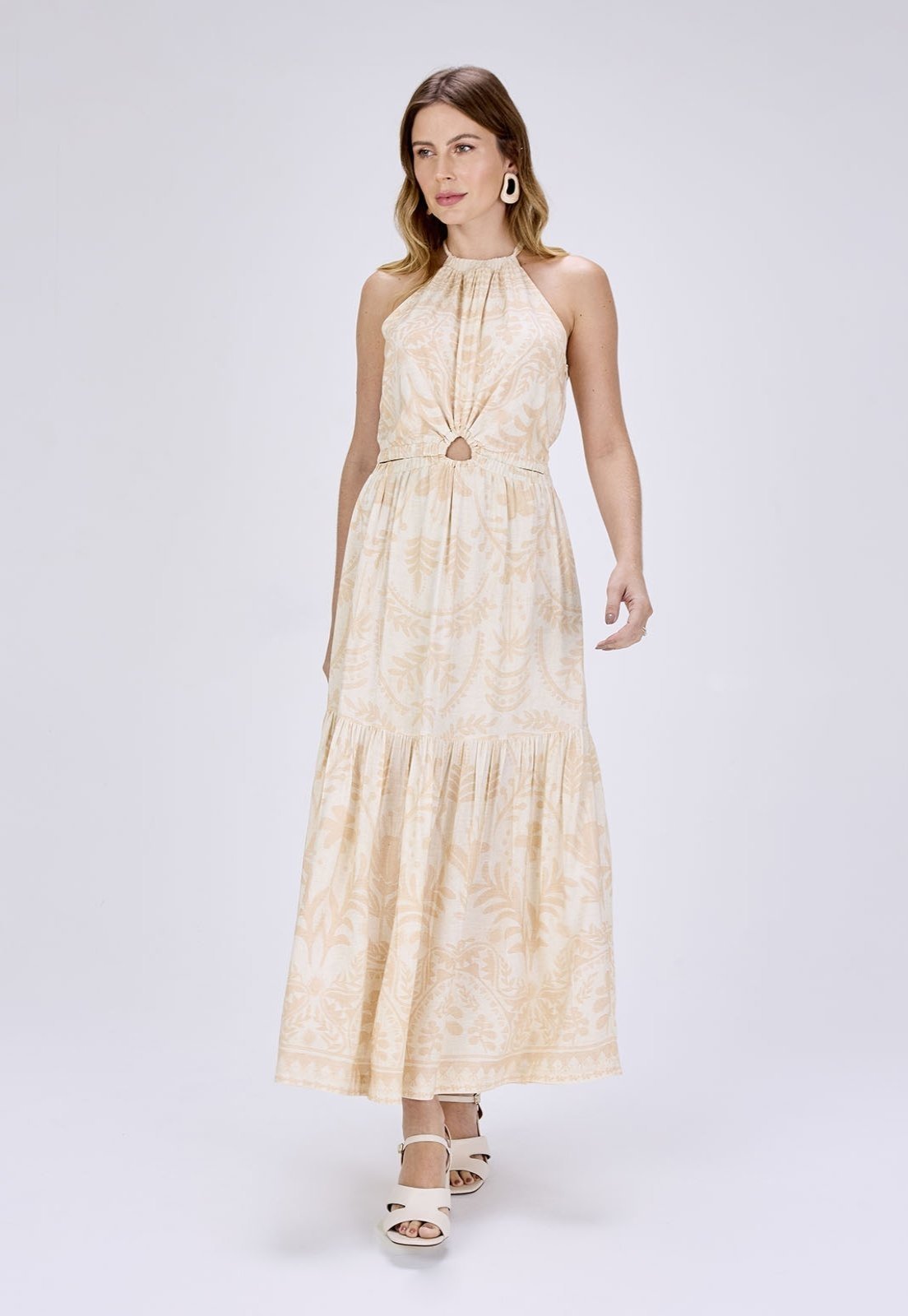 Vestido Midi Frente Única Estampado