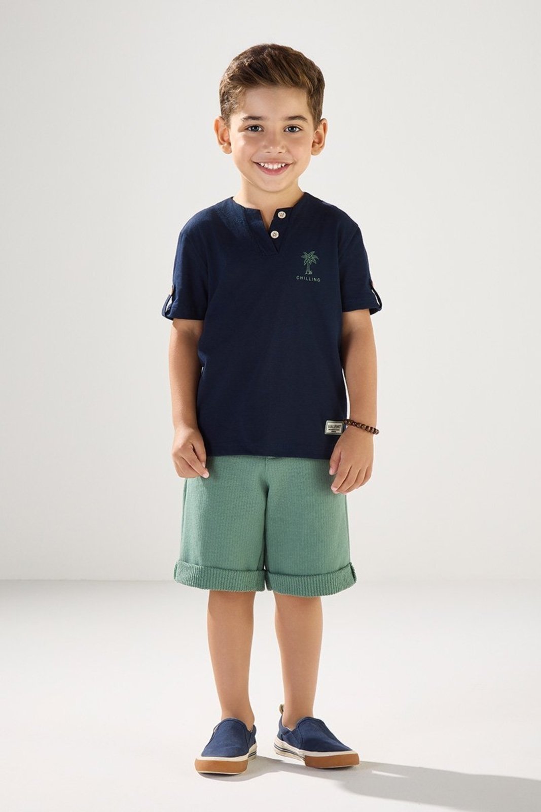 Infantil - Conjunto Camiseta Bata com Bermuda Texturizada
