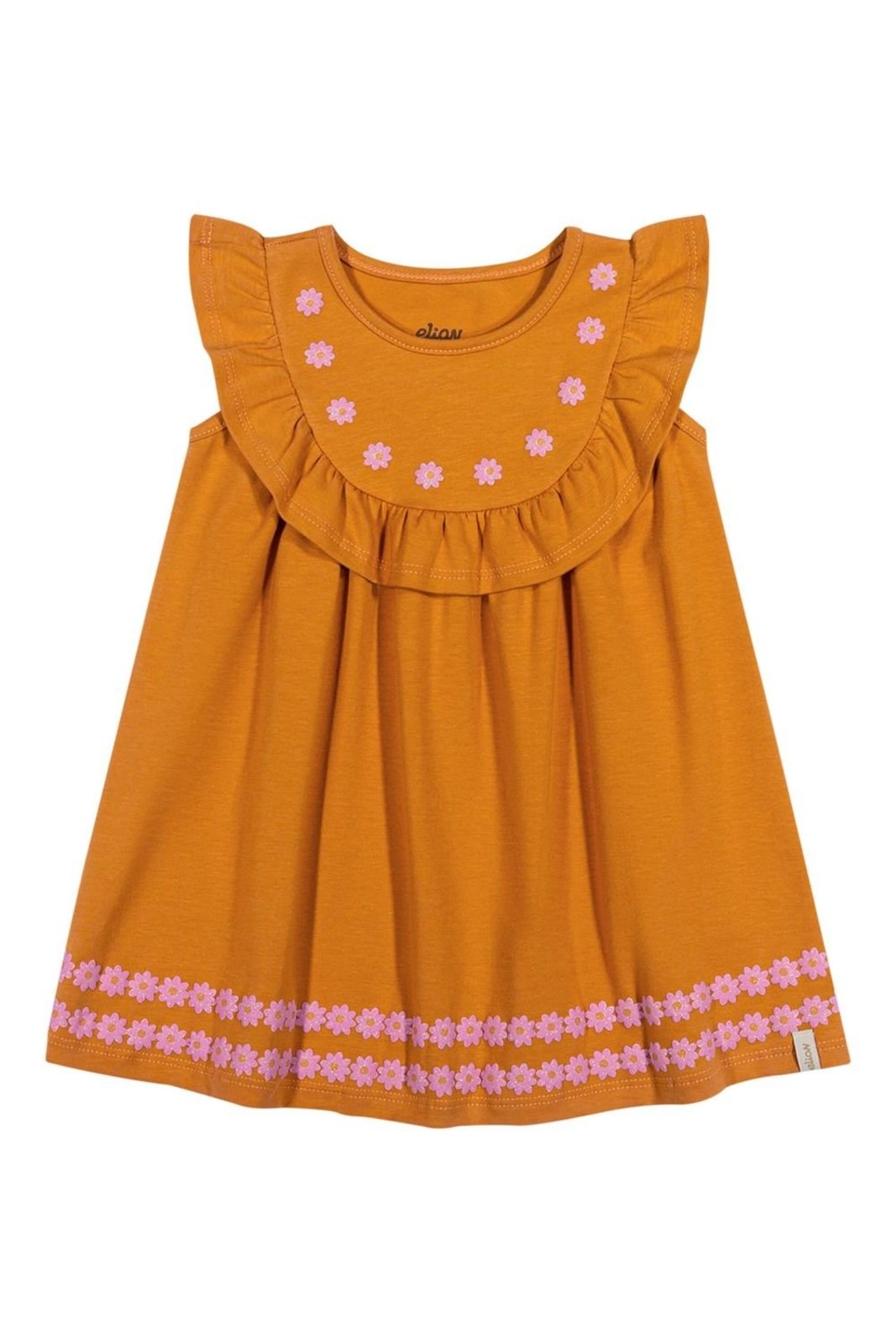 Infantil - Vestido Menina Babados Floral em Puff Elian Laranja