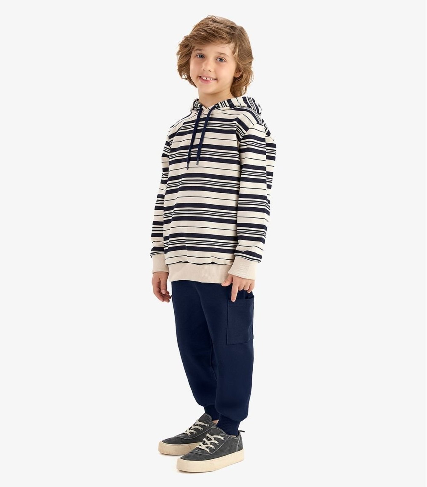 Infantil - Conjunto Blusão de Capuz e Calça Moletom Rovi Bege