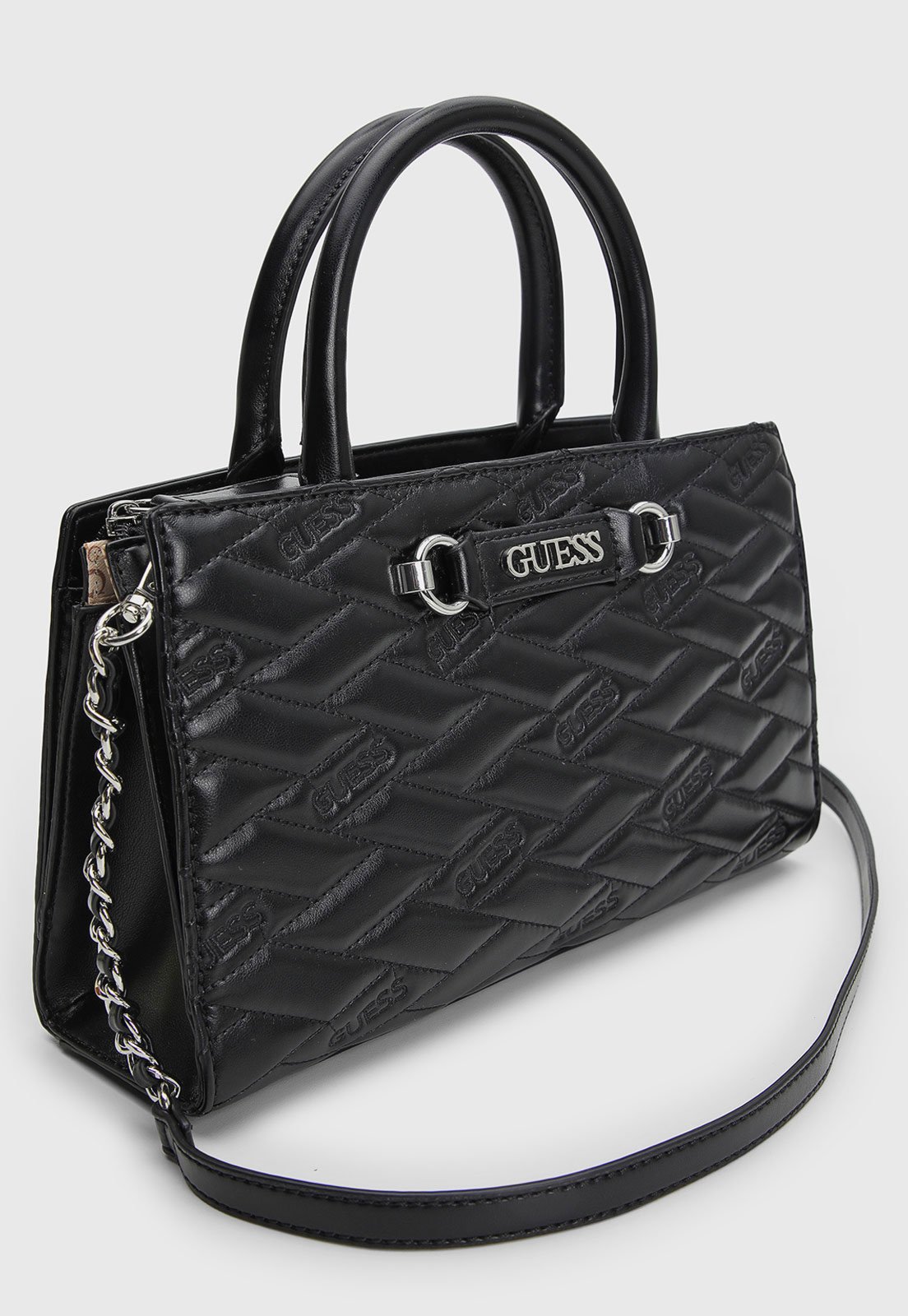 Vista 3 Bolsa Feminina Guess Matelassê Preta preto Guess preto