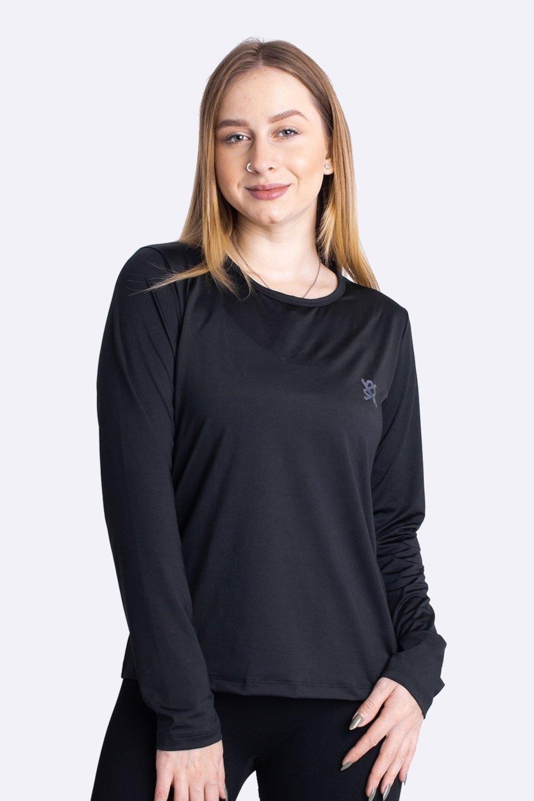 Camiseta Running HUPI Feminino – Manga Longa Preto