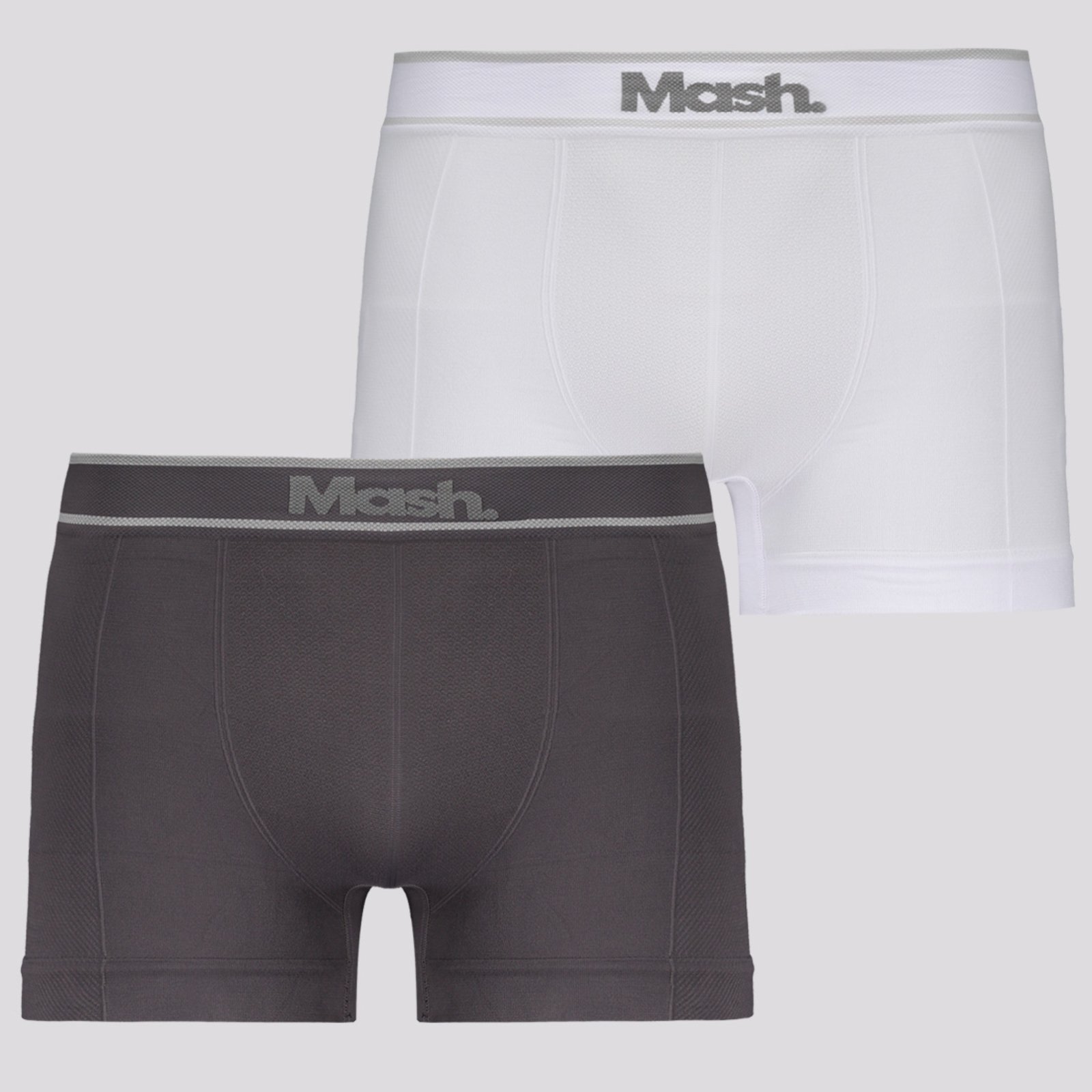 Kit 2 Cuecas Boxer Mash Sem Costura Branca e Cinza