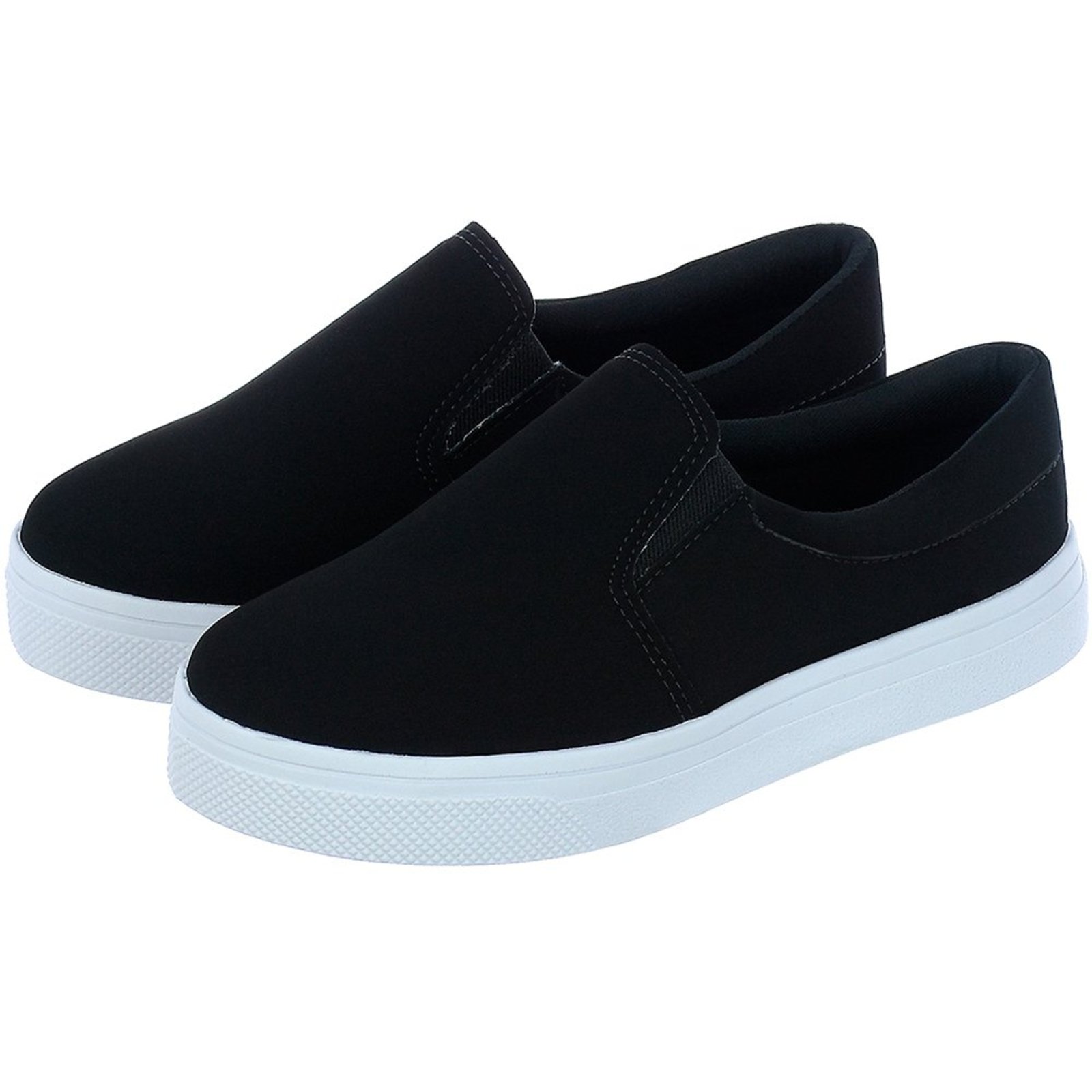 Tênis Feminino Donatella Shoes Confort Plataforma Slip On Nobuck Preto