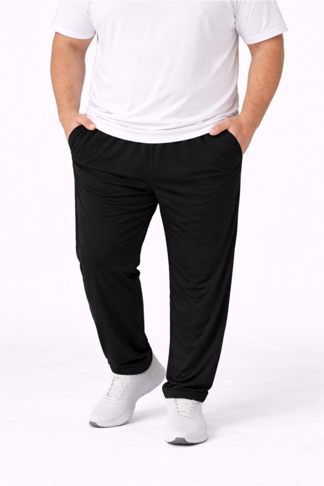Calça Tactel Sem Forro Elastano Plus Size Grande Butu Biru Preto