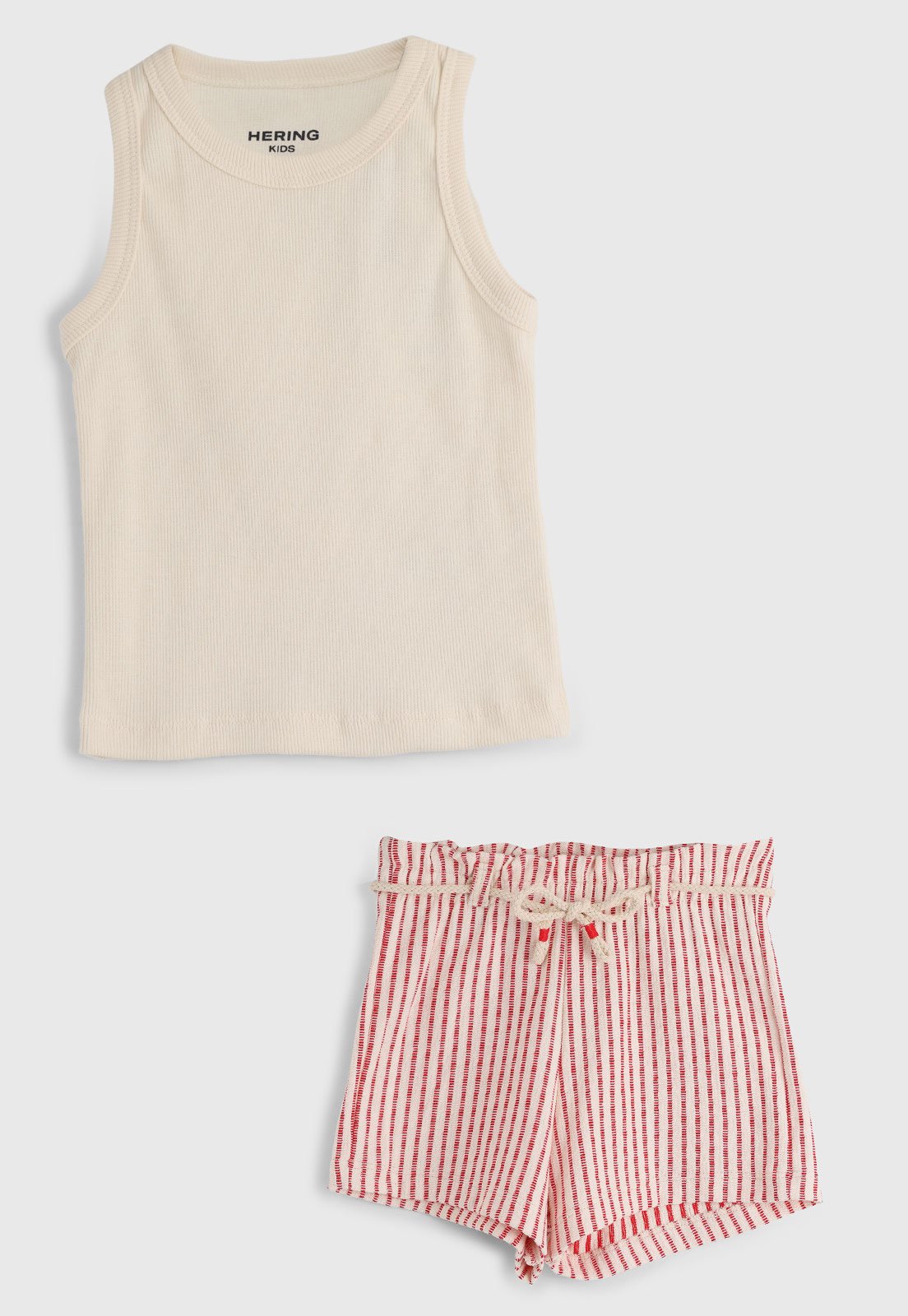 Vista 2 Infantil - Conjunto Curto Hering Regata Listrado Off-White/Vernelho Hering Kids off-white white Hering Kids off-white white