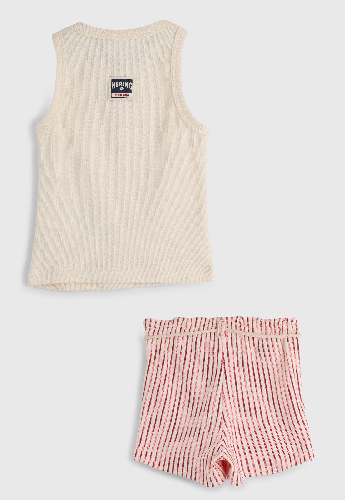 Vista 3 Infantil - Conjunto Curto Hering Regata Listrado Off-White/Vernelho Hering Kids off-white white Hering Kids off-white white
