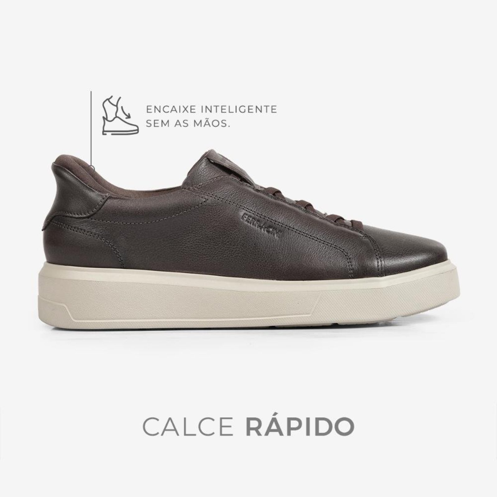 Tênis Ferracini Calce Rápido Flip Classic de Couro 9112-733D Marrom