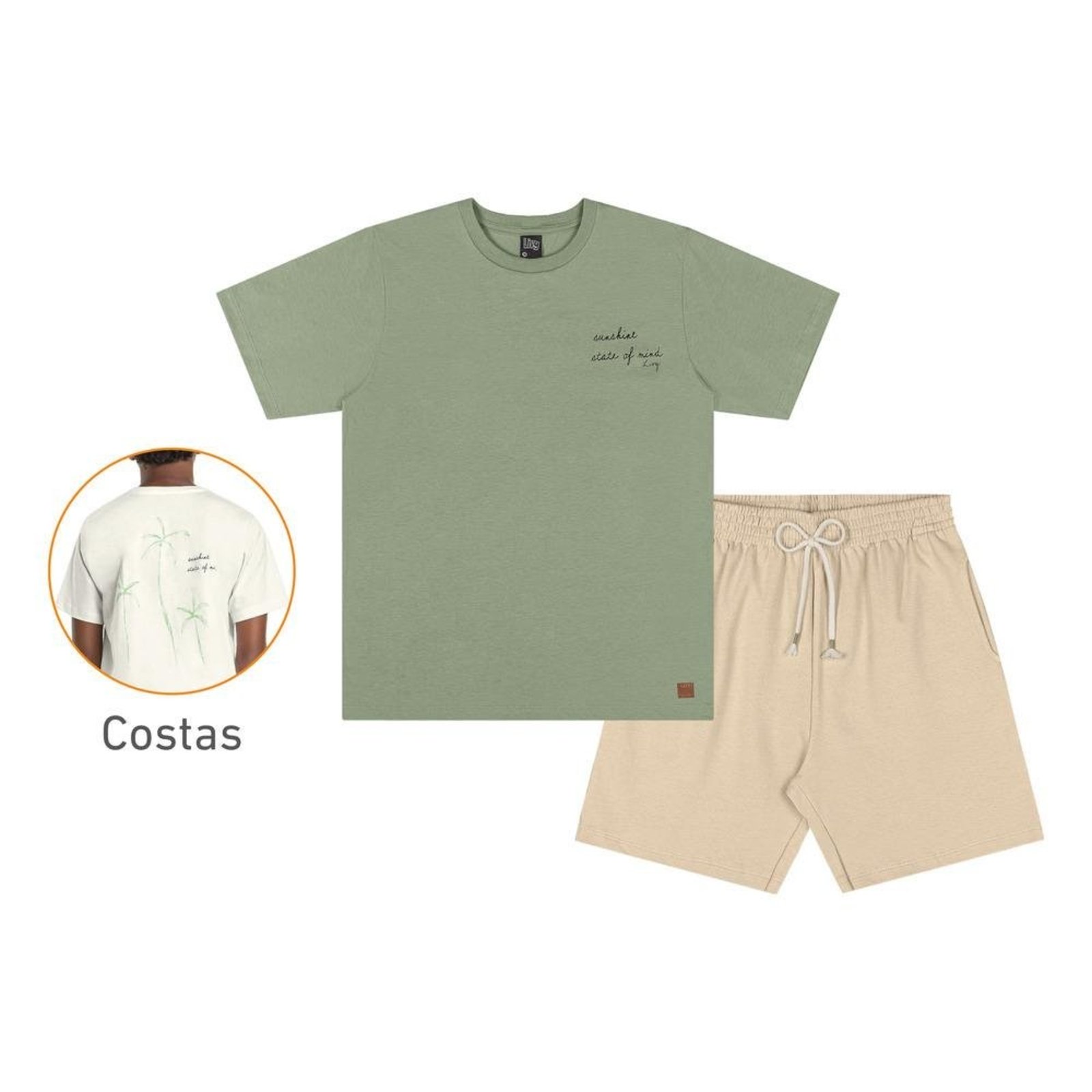 Infantil - Conjunto Casual Camiseta Bermuda Livy Verde Creme 12 Verde