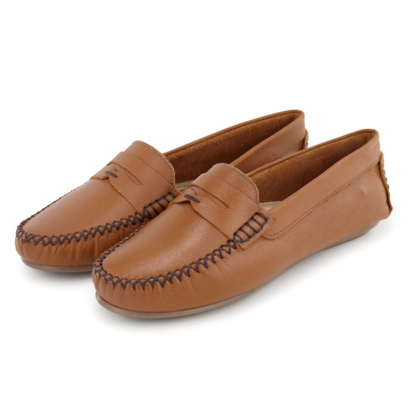 Mocassim Drive Feminino em Couro Whisky