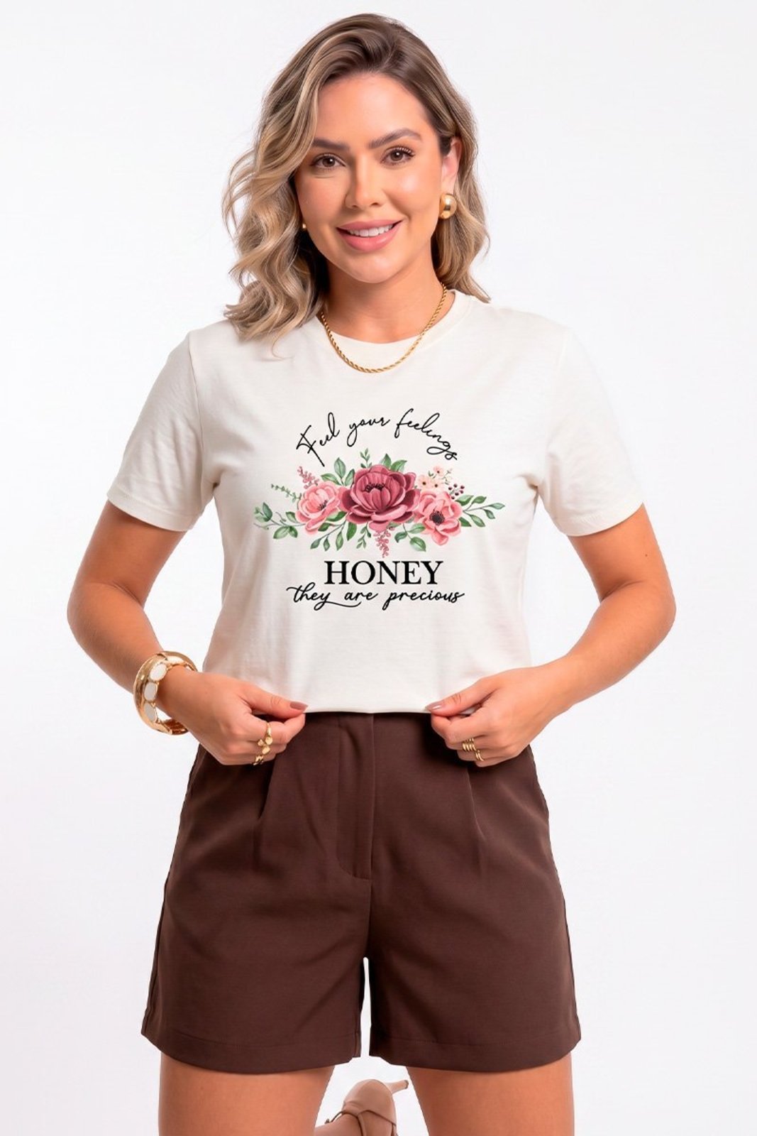 Camiseta Cianitas Off Estampa Honey