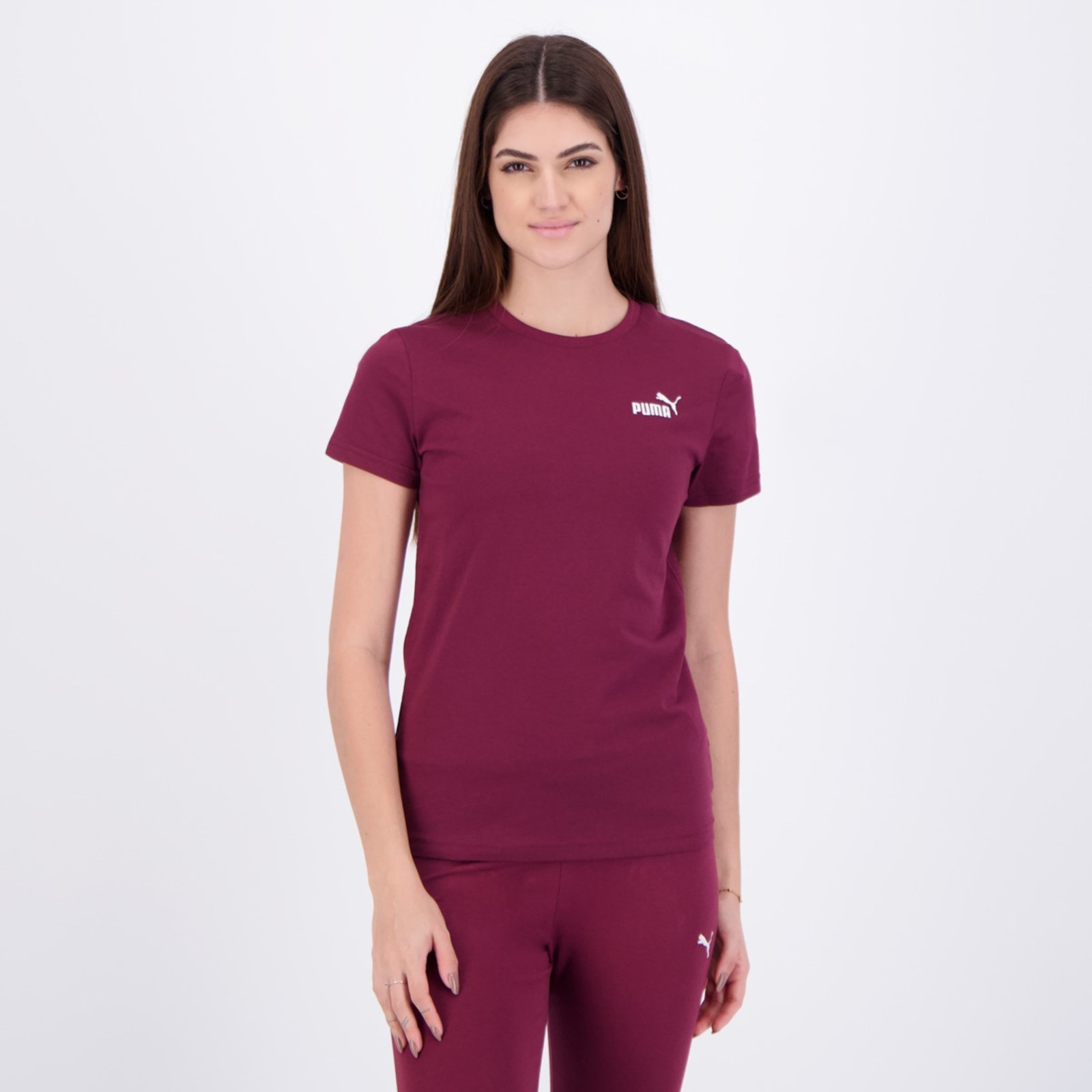 Camiseta Puma ESS Small No. 1 Logo Feminino Bordõ